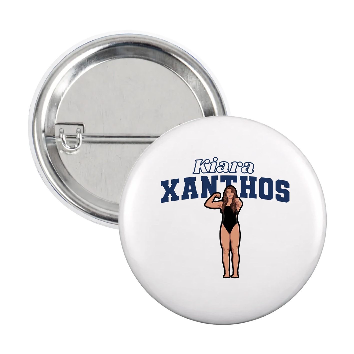 Game Day Button — Name Arch in White