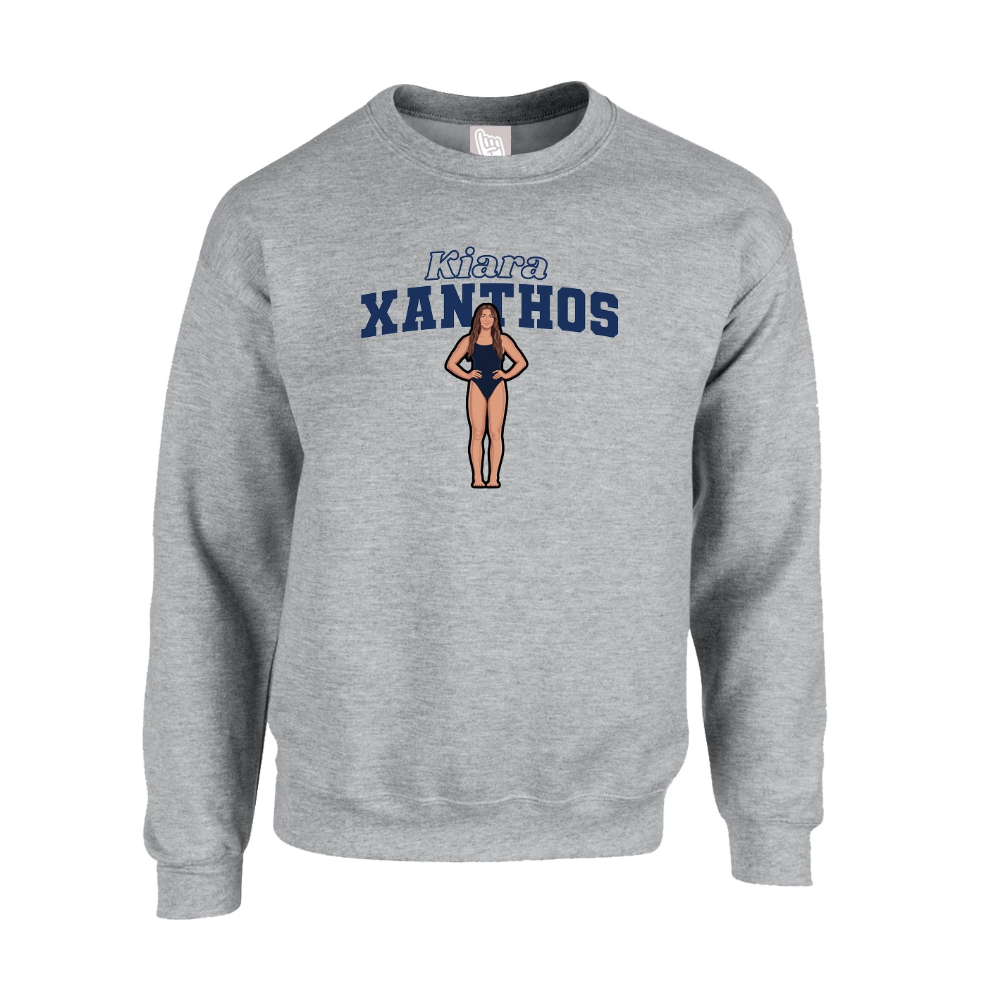 Fleece Crew — Name Arch in Grey