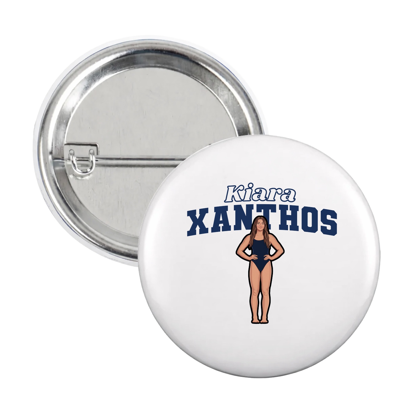 Game Day Button — Name Arch in White