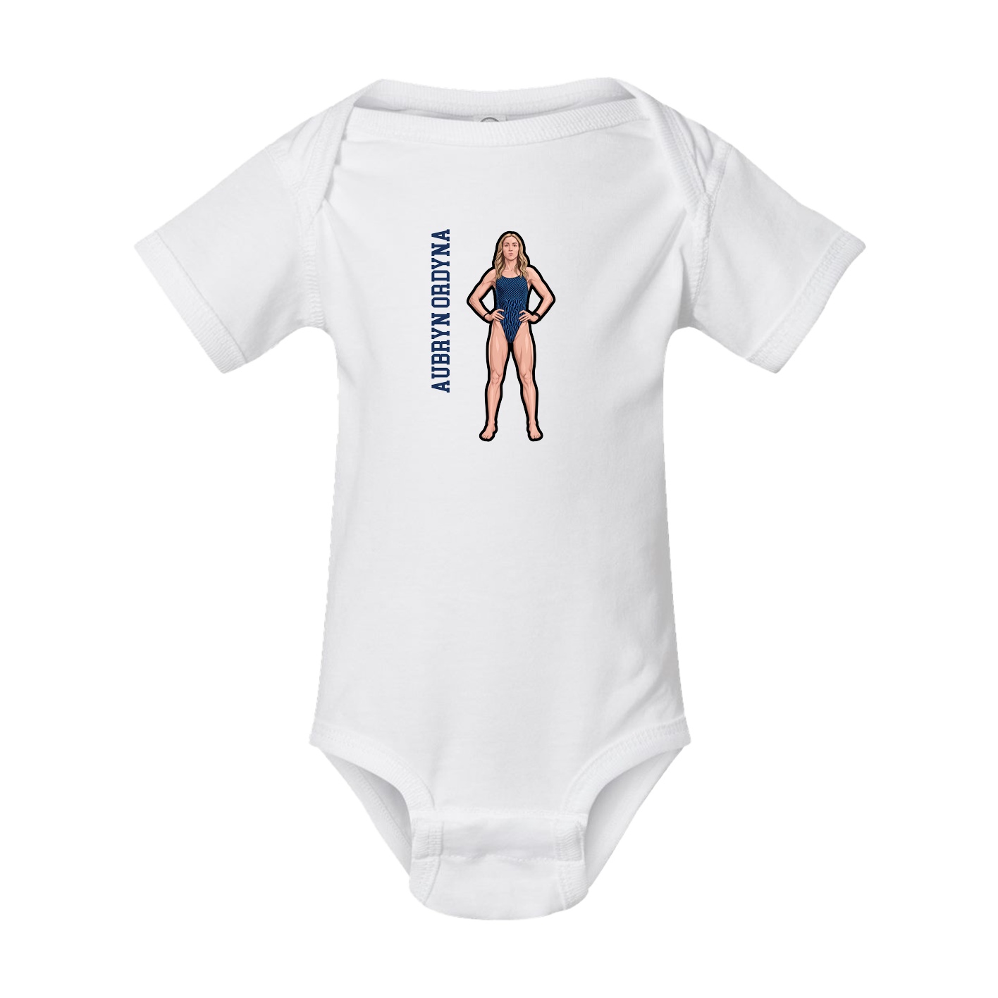 Baby Onesie — Name Vertical in White