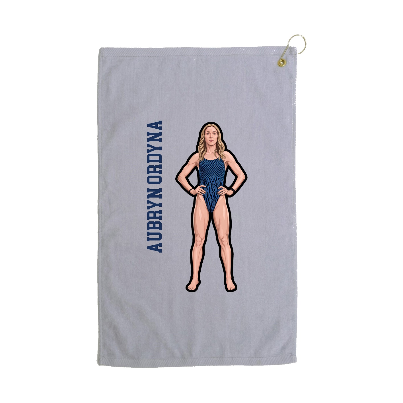 Golf Towel — Name Vertical in Grey