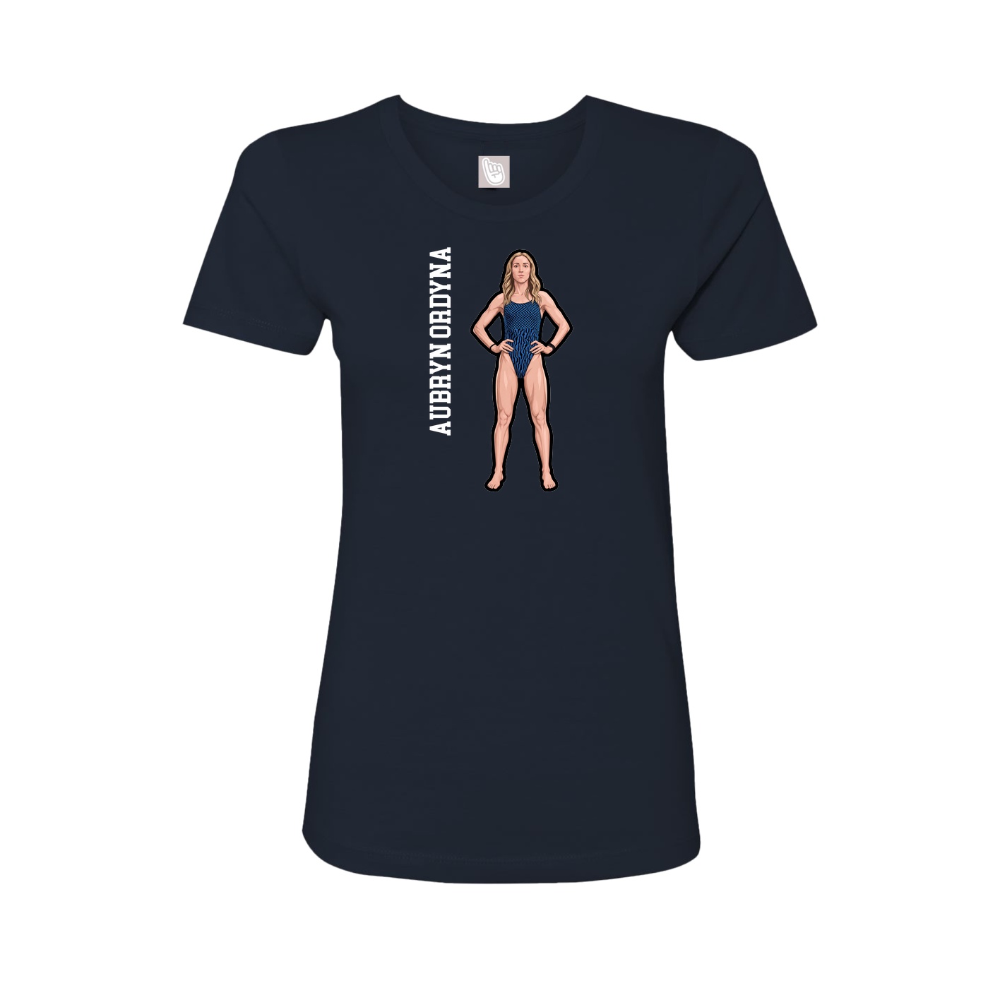 Fitted Women's Tee — Name Vertical in Navy