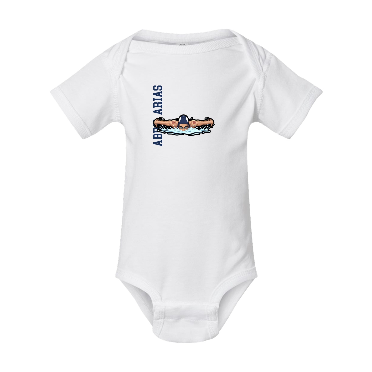 Baby Onesie — Name Vertical in White