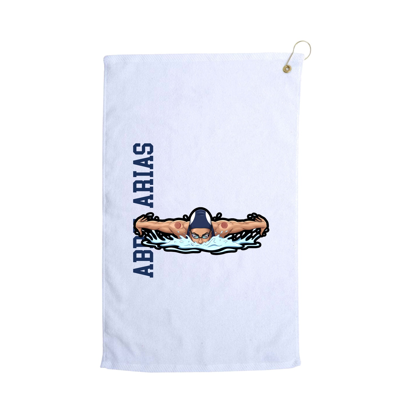 Golf Towel — Name Vertical in White