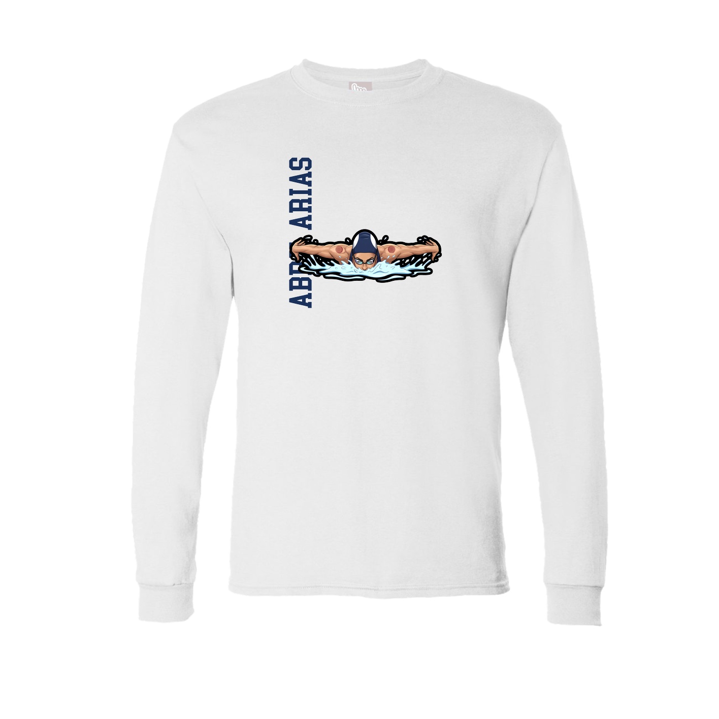 Long Sleeve Tee — Name Vertical in White