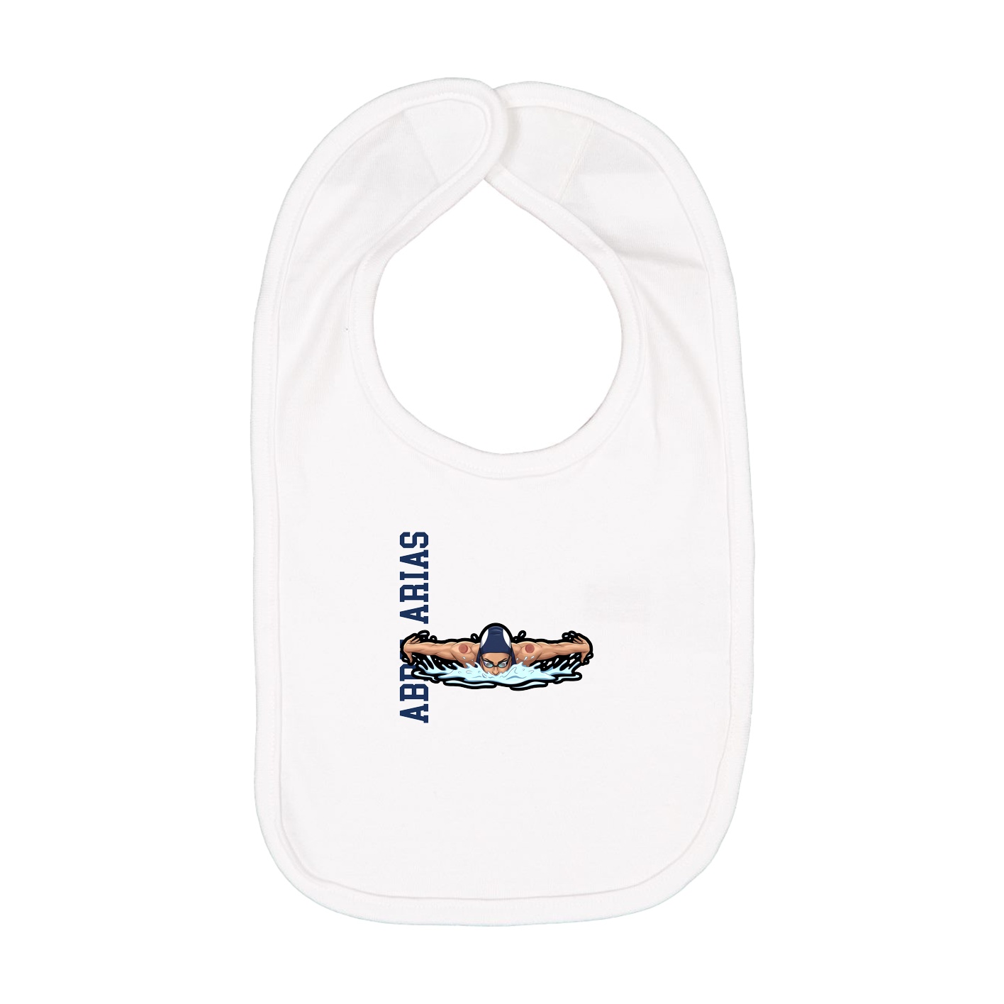 Infant Bib — Name Vertical in White