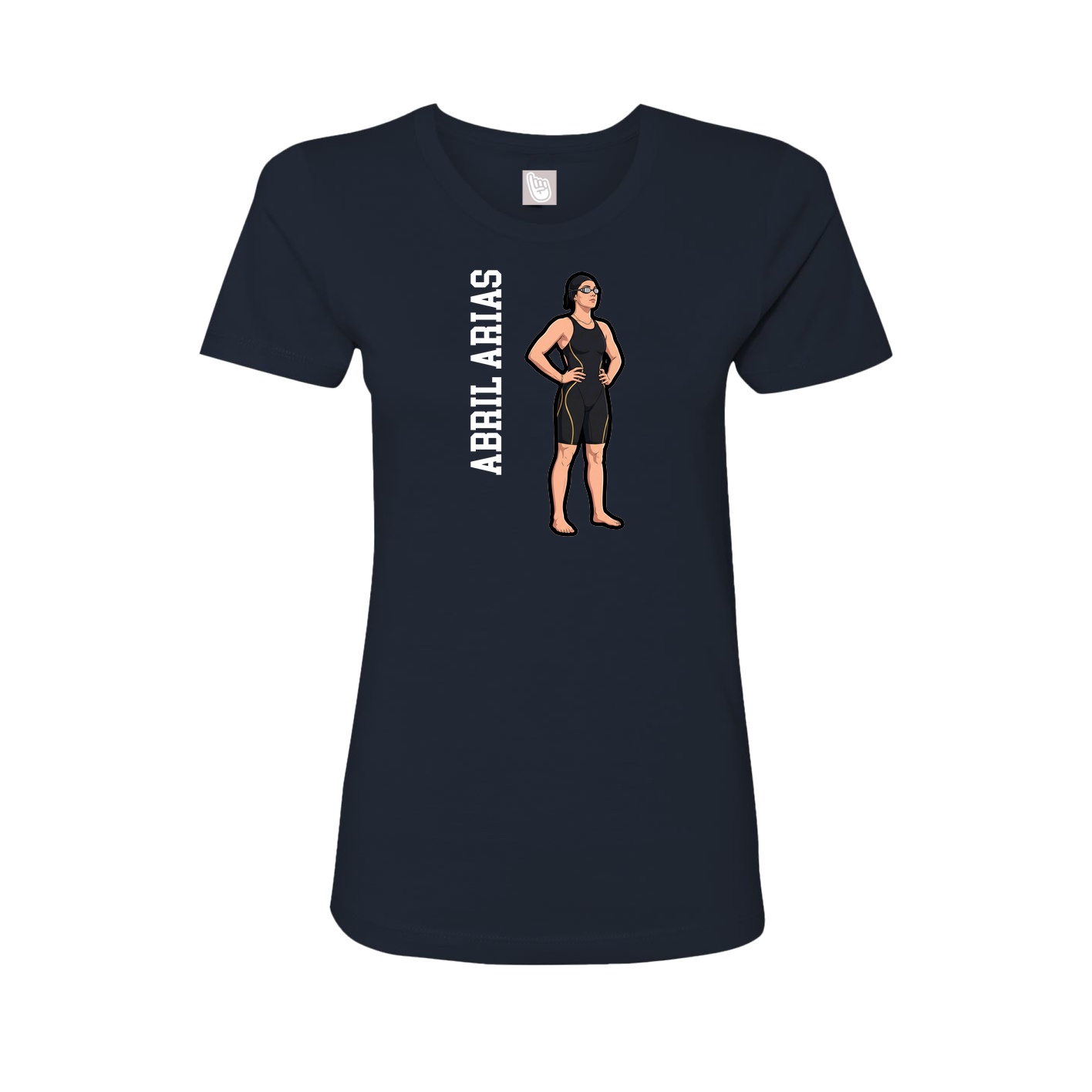Fitted Women's Tee — Name Vertical in Navy