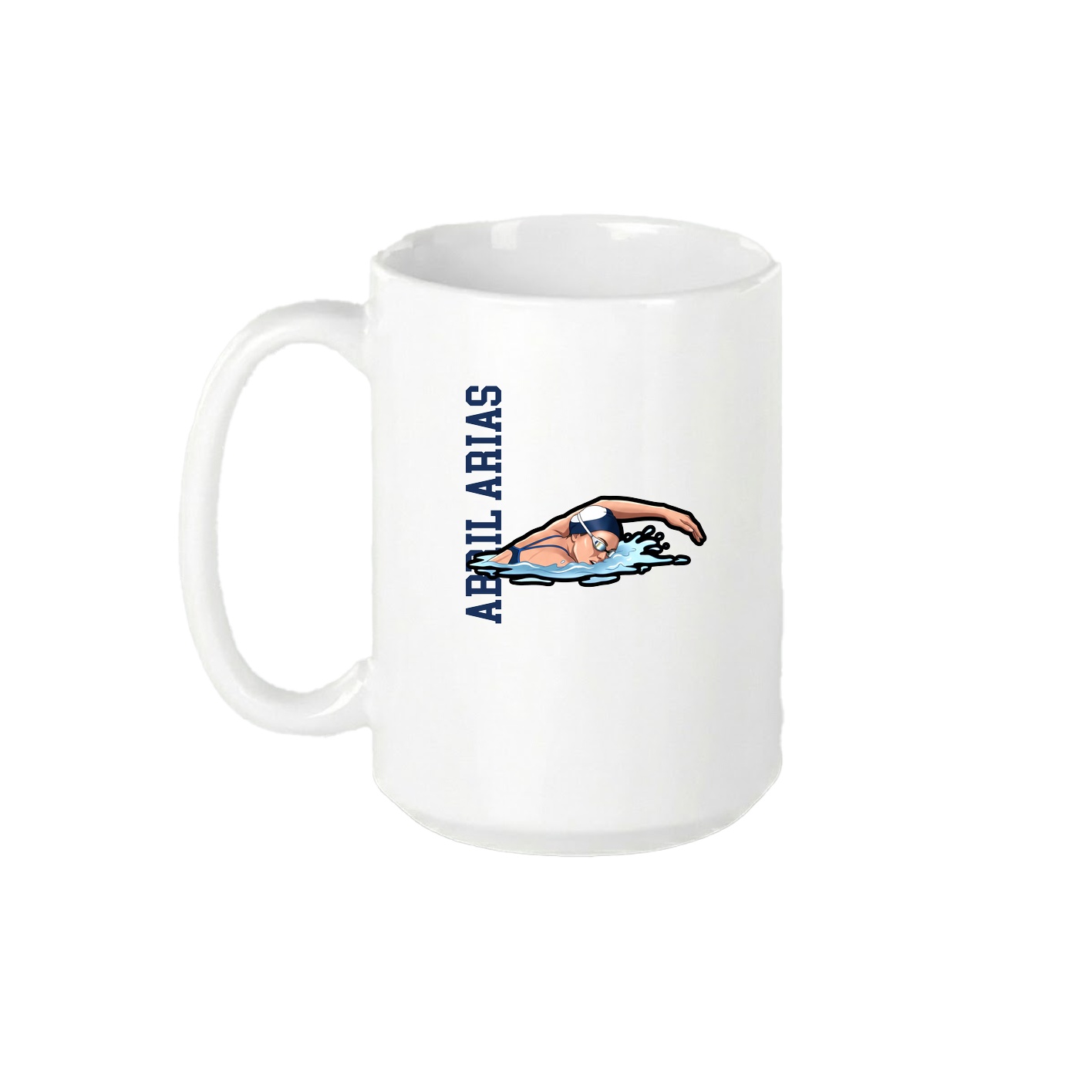 15oz Coffee Mug — Name Vertical in White