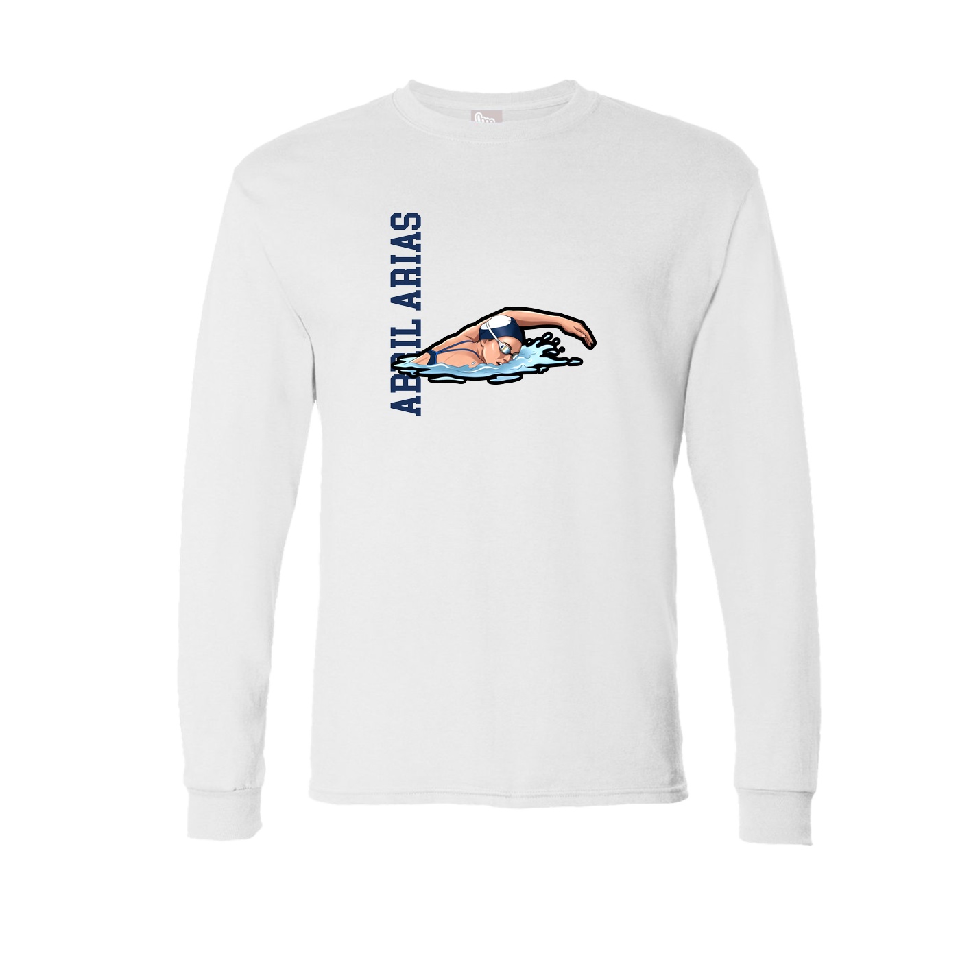 Long Sleeve Tee — Name Vertical in White