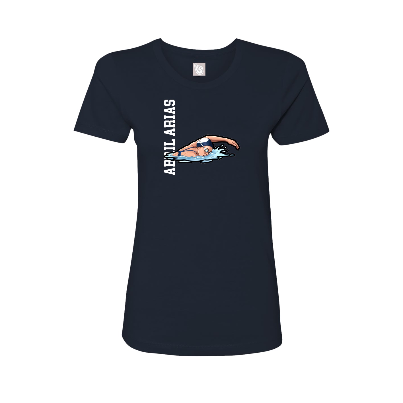 Fitted Women's Tee — Name Vertical in Navy