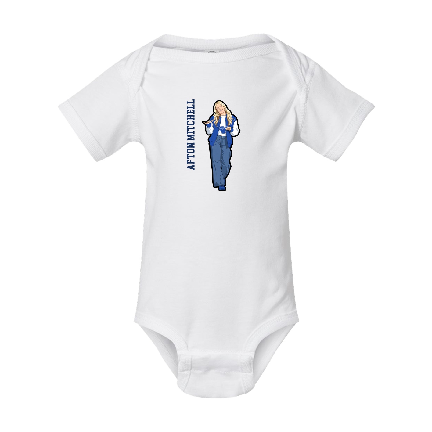 Baby Onesie — Name Vertical in White