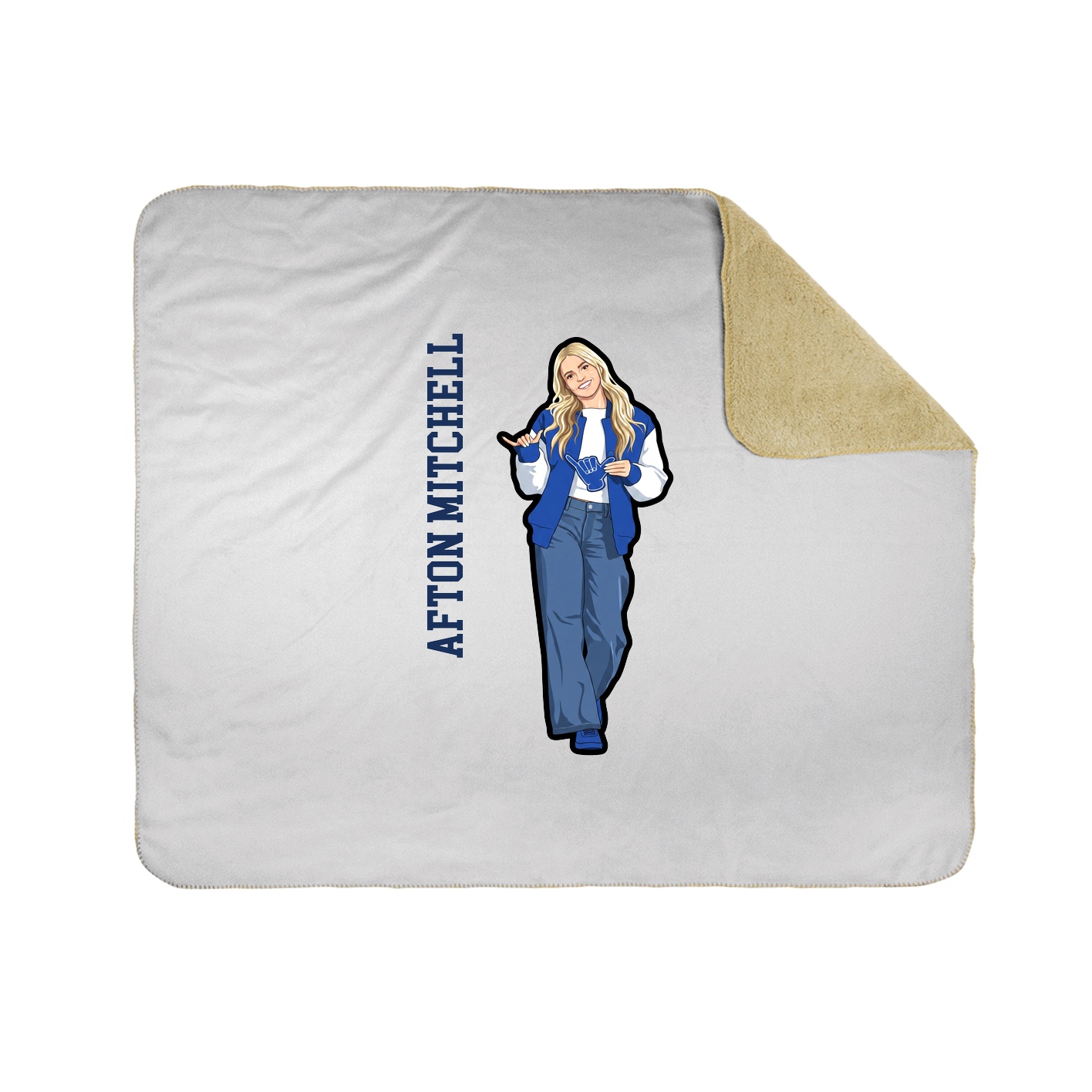 Throw Blanket — Name Vertical in White