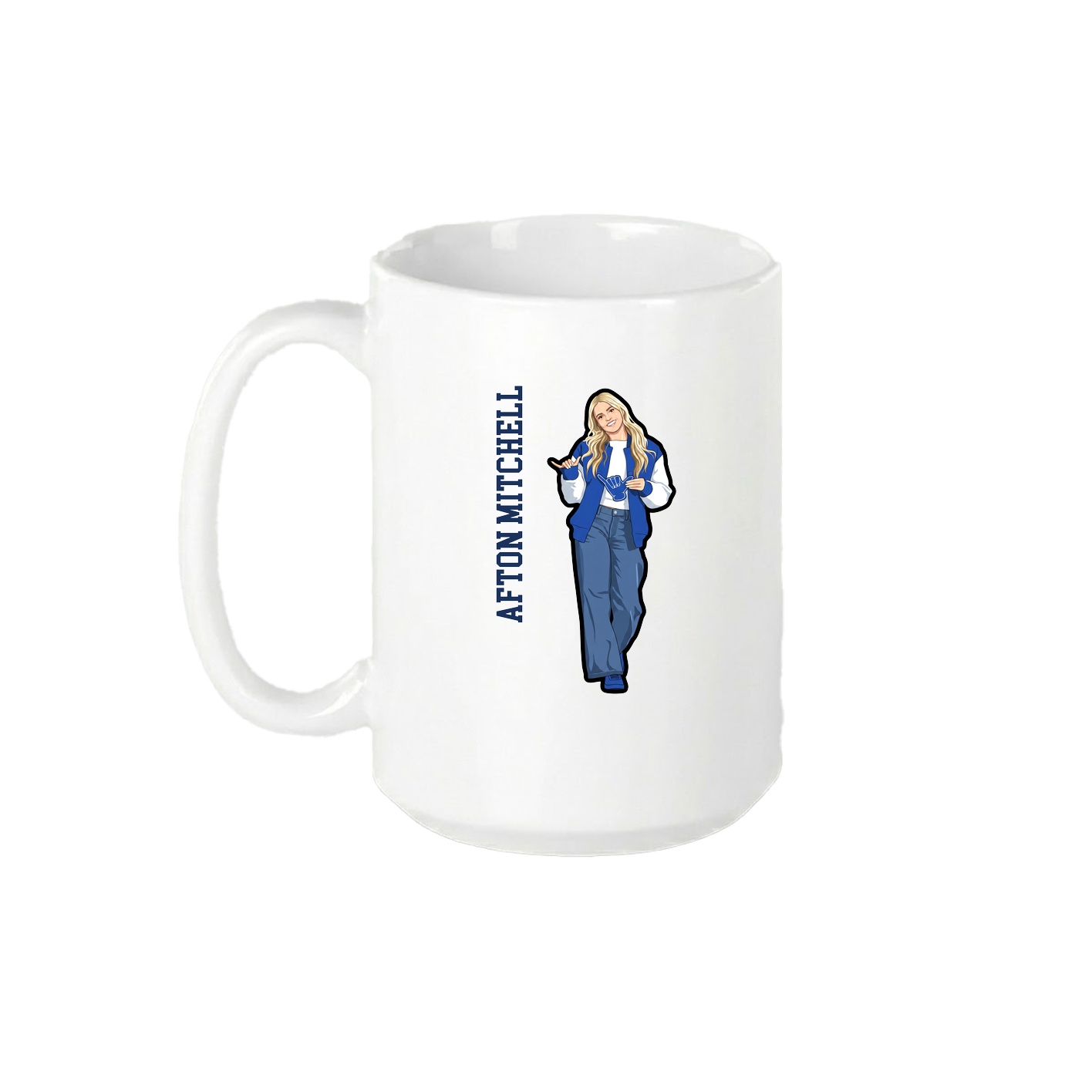 15oz Coffee Mug — Name Vertical in White