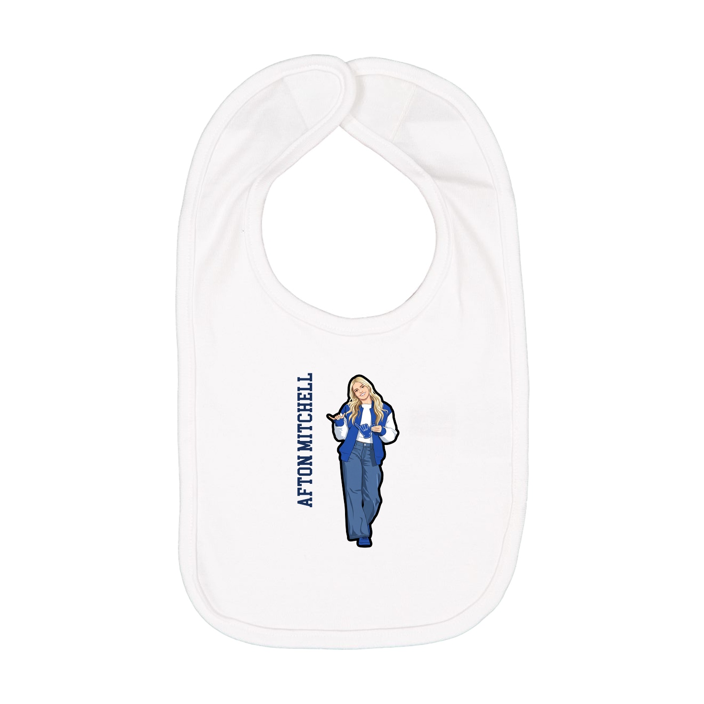 Infant Bib — Name Vertical in White