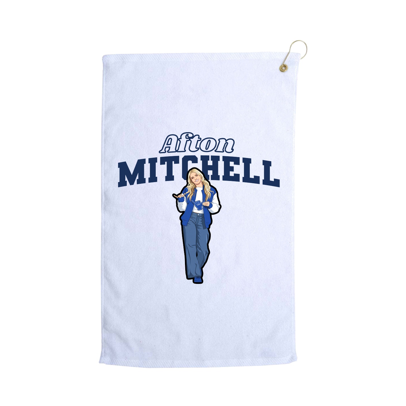 Golf Towel — Name Arch in White