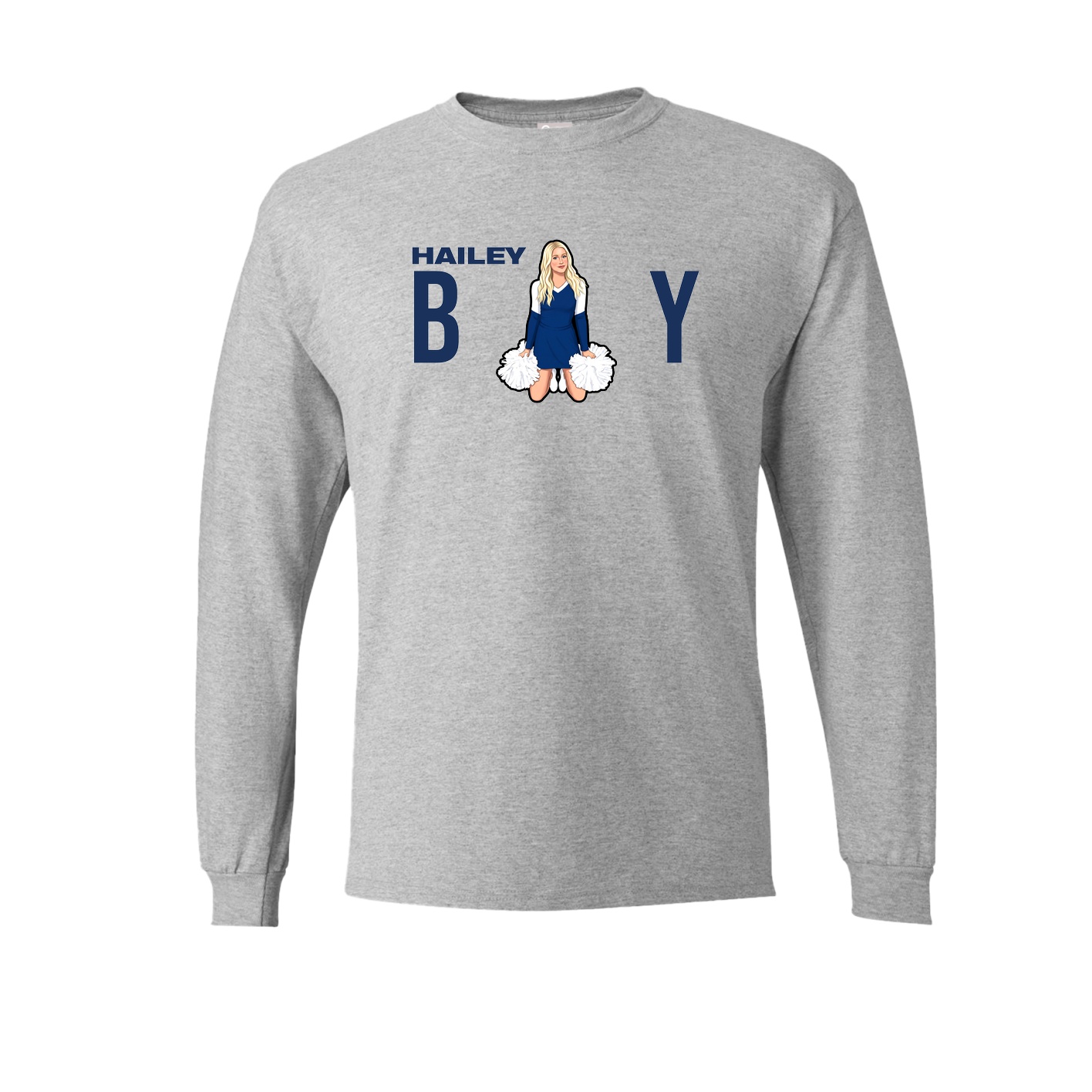Long Sleeve Tee — Player Name in Grey