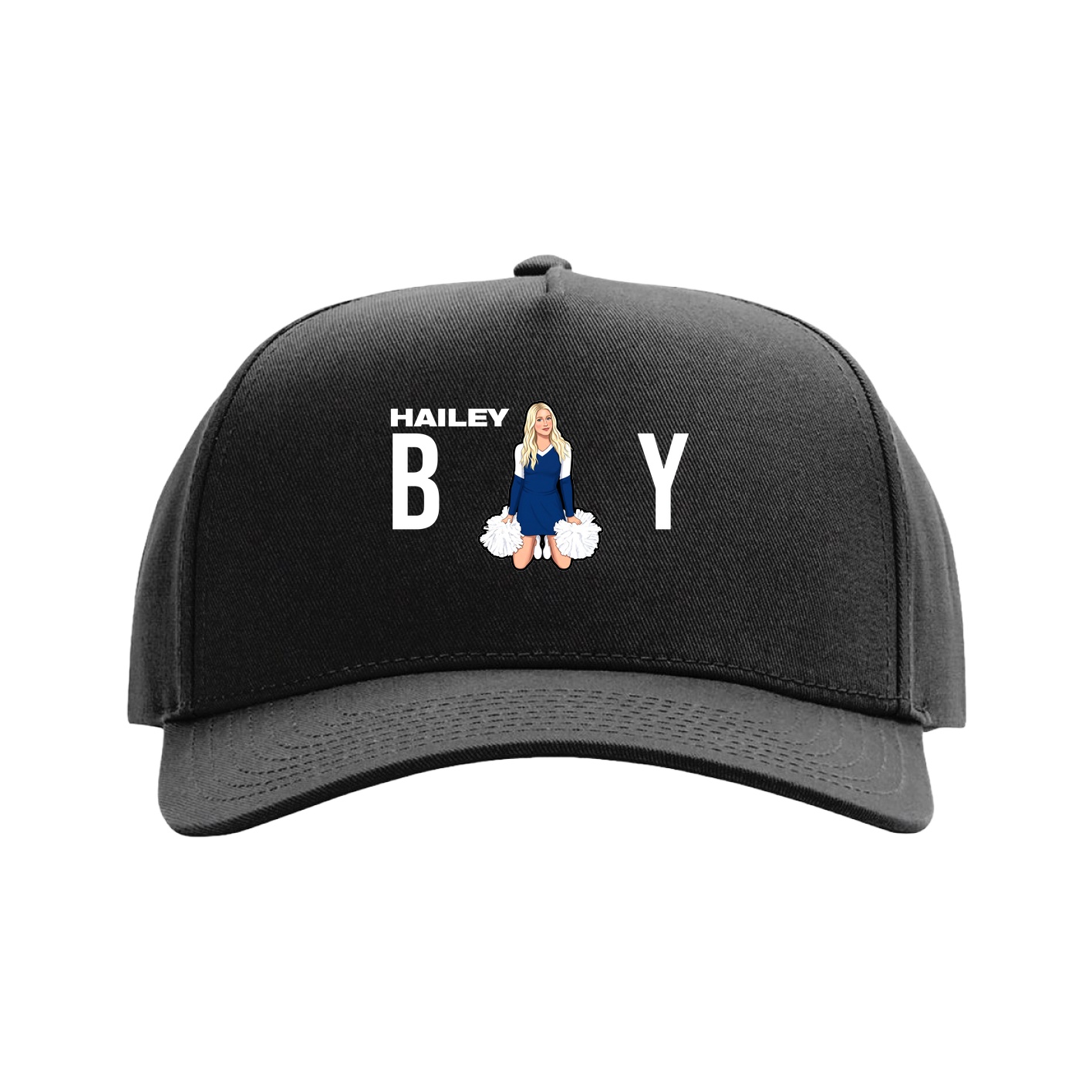 Full Fabric Five-Panel Champ Cap — Player Name in Black