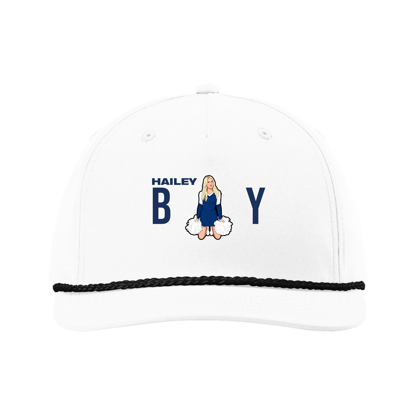 Five-Panel Classic Rope Cap — Player Name in White
