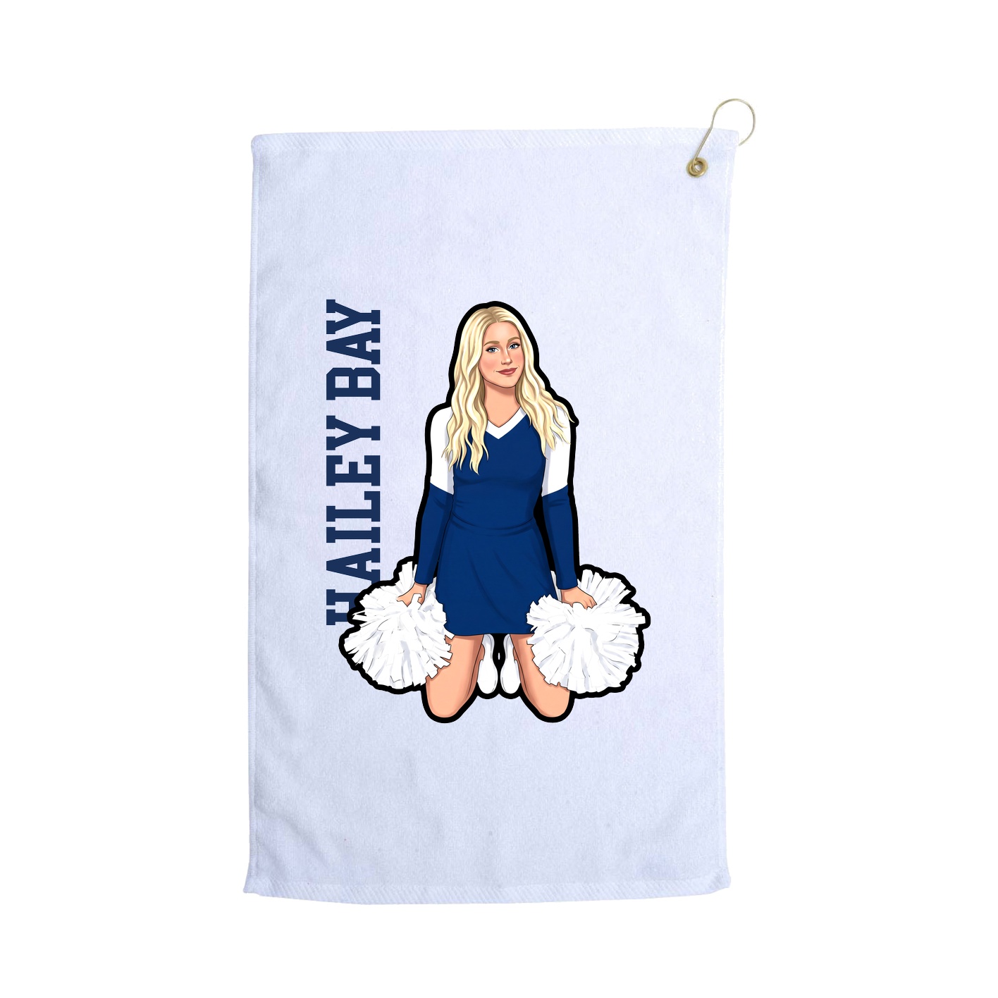 Golf Towel — Name Vertical in White