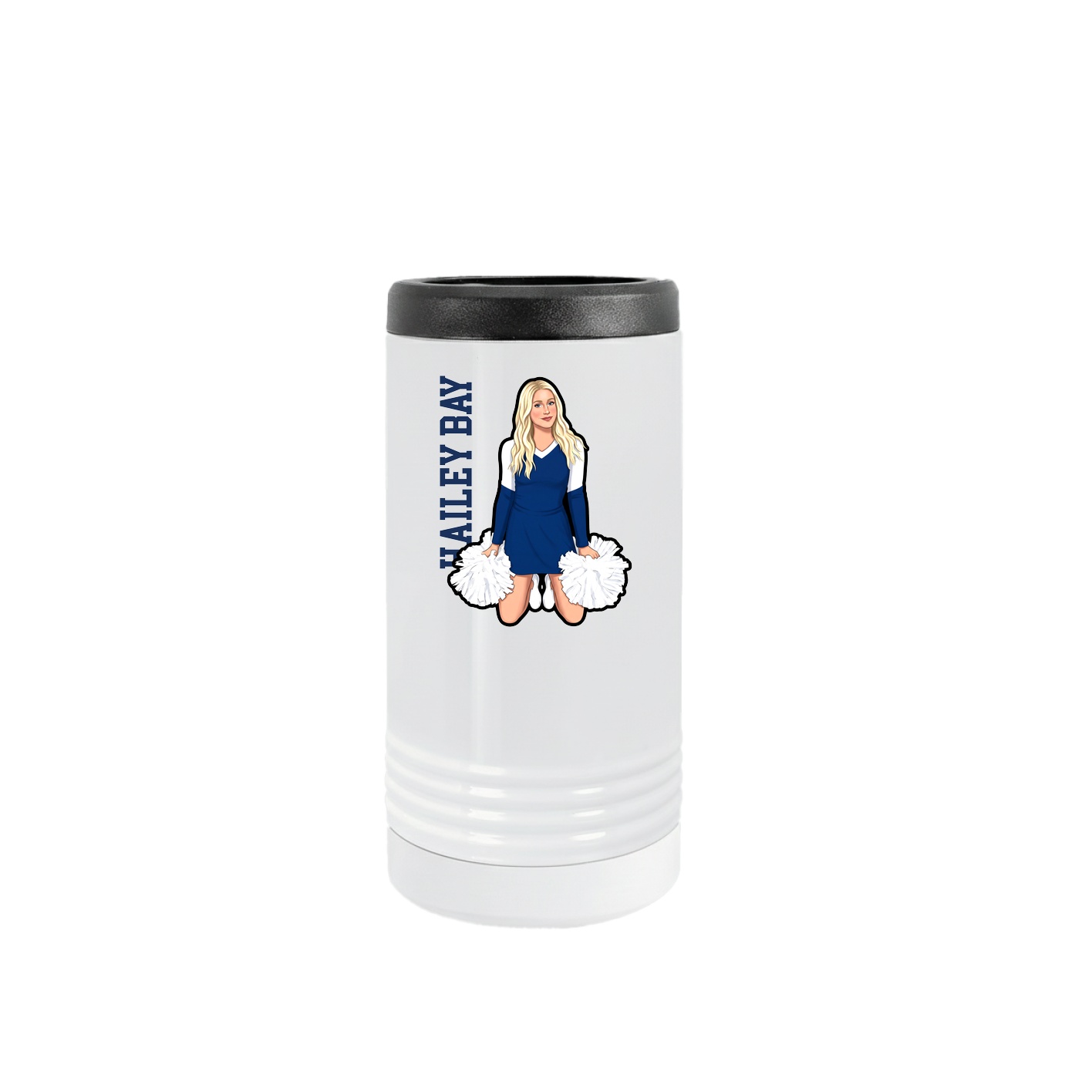 Slim Beverage Holder — Name Vertical in White
