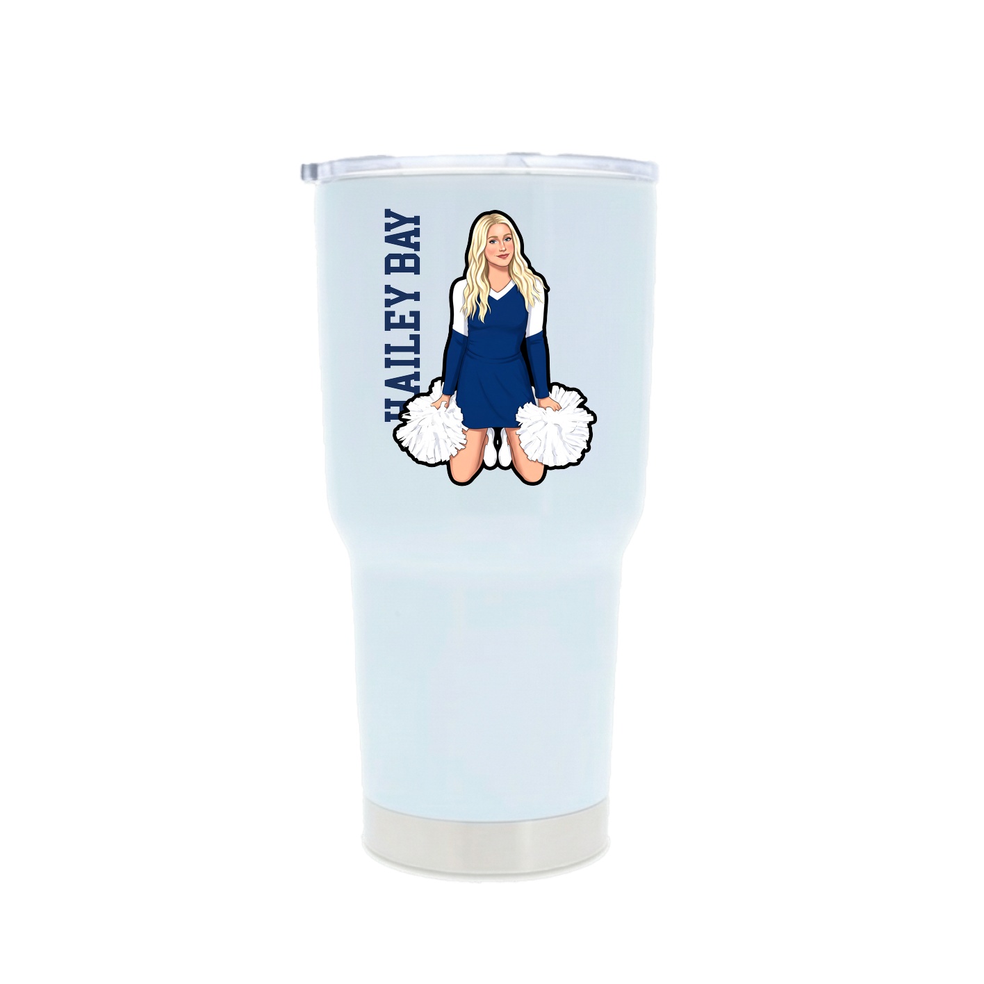 30oz Stainless Steel Tumbler — Name Vertical in White