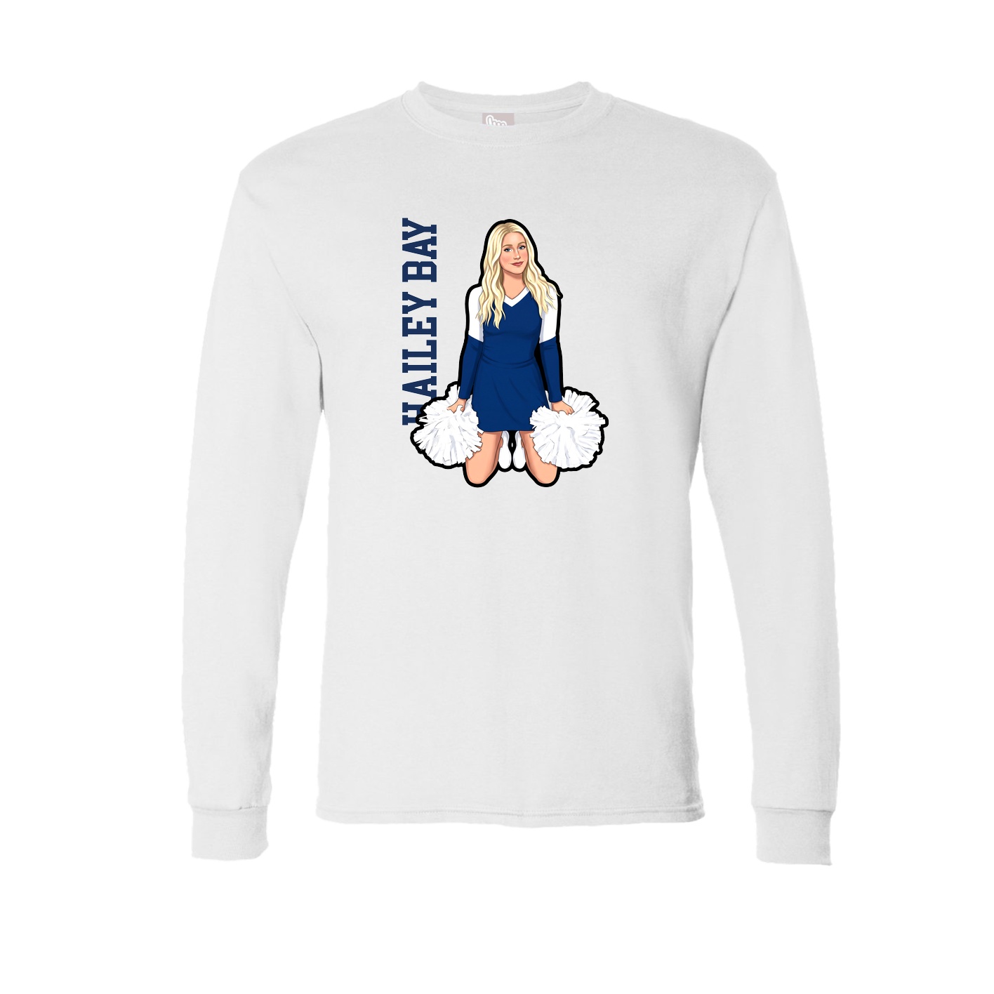 Long Sleeve Tee — Name Vertical in White