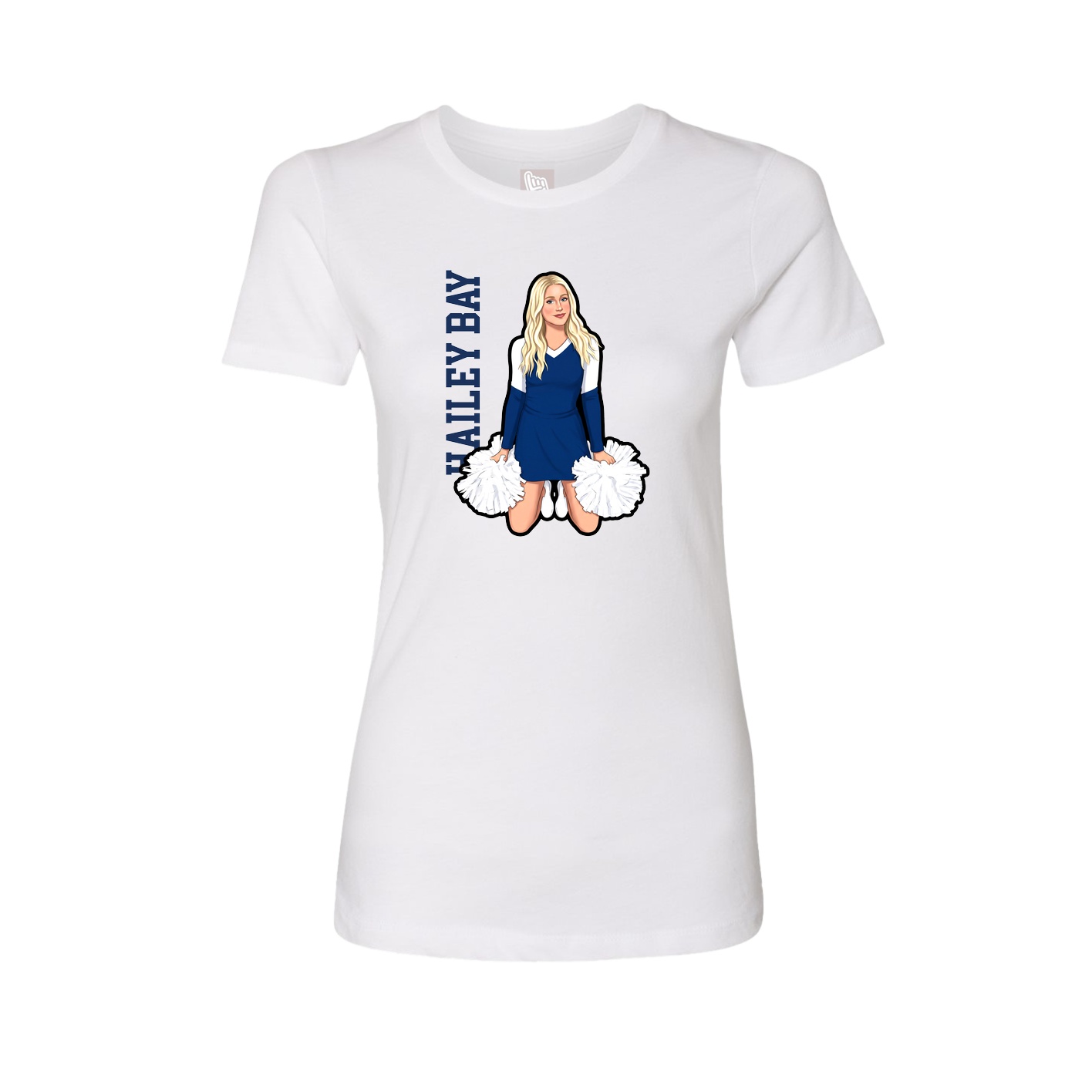 Fitted Women's Tee — Name Vertical in White