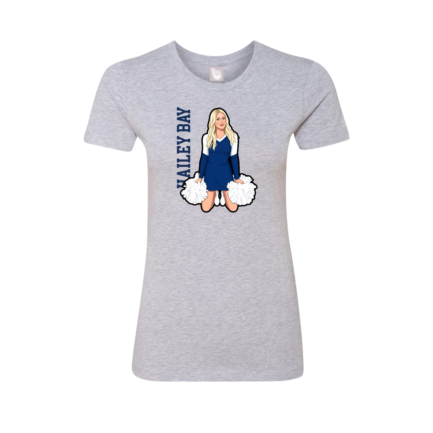 Fitted Women's Tee — Name Vertical in Grey