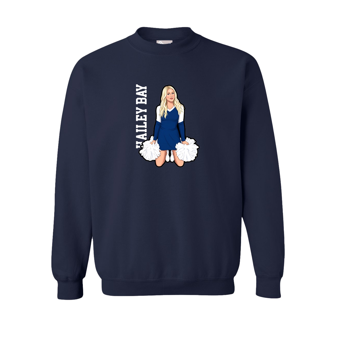 Fleece Crew — Name Vertical in Navy