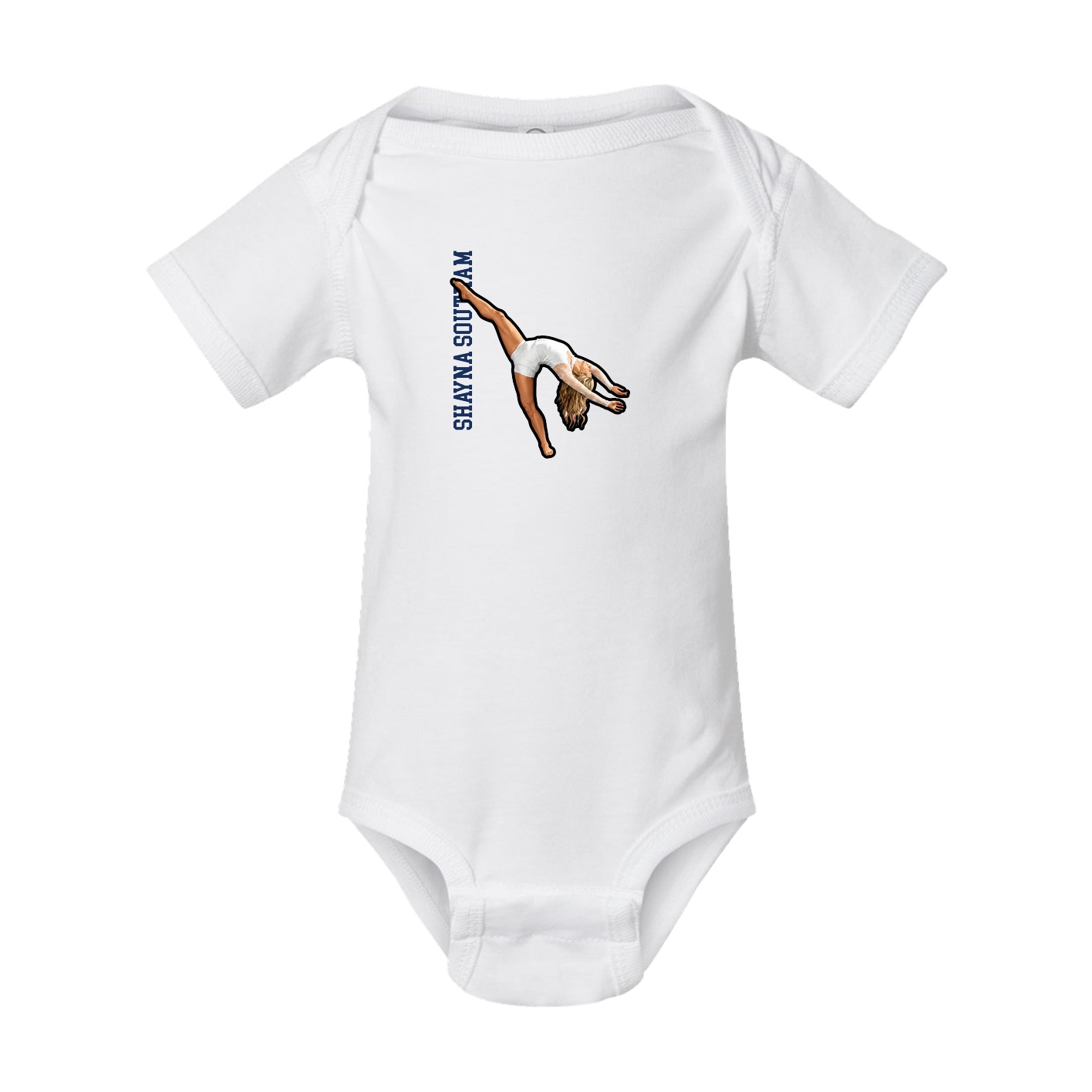 Baby Onesie — Name Vertical in White
