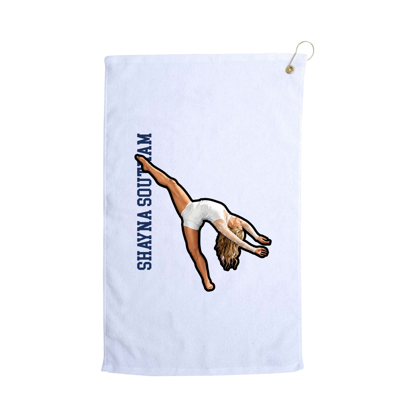 Golf Towel — Name Vertical in White