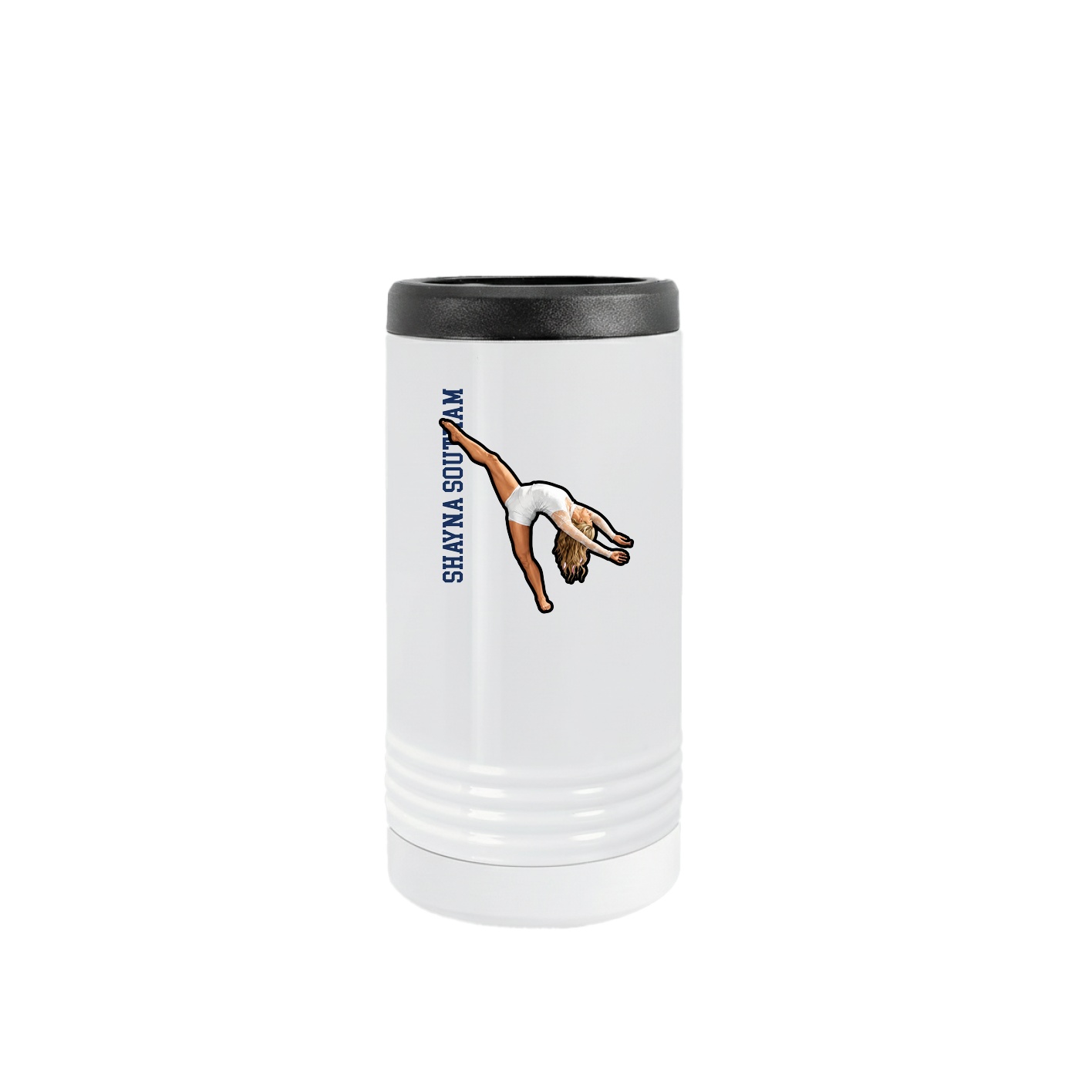 Slim Beverage Holder — Name Vertical in White