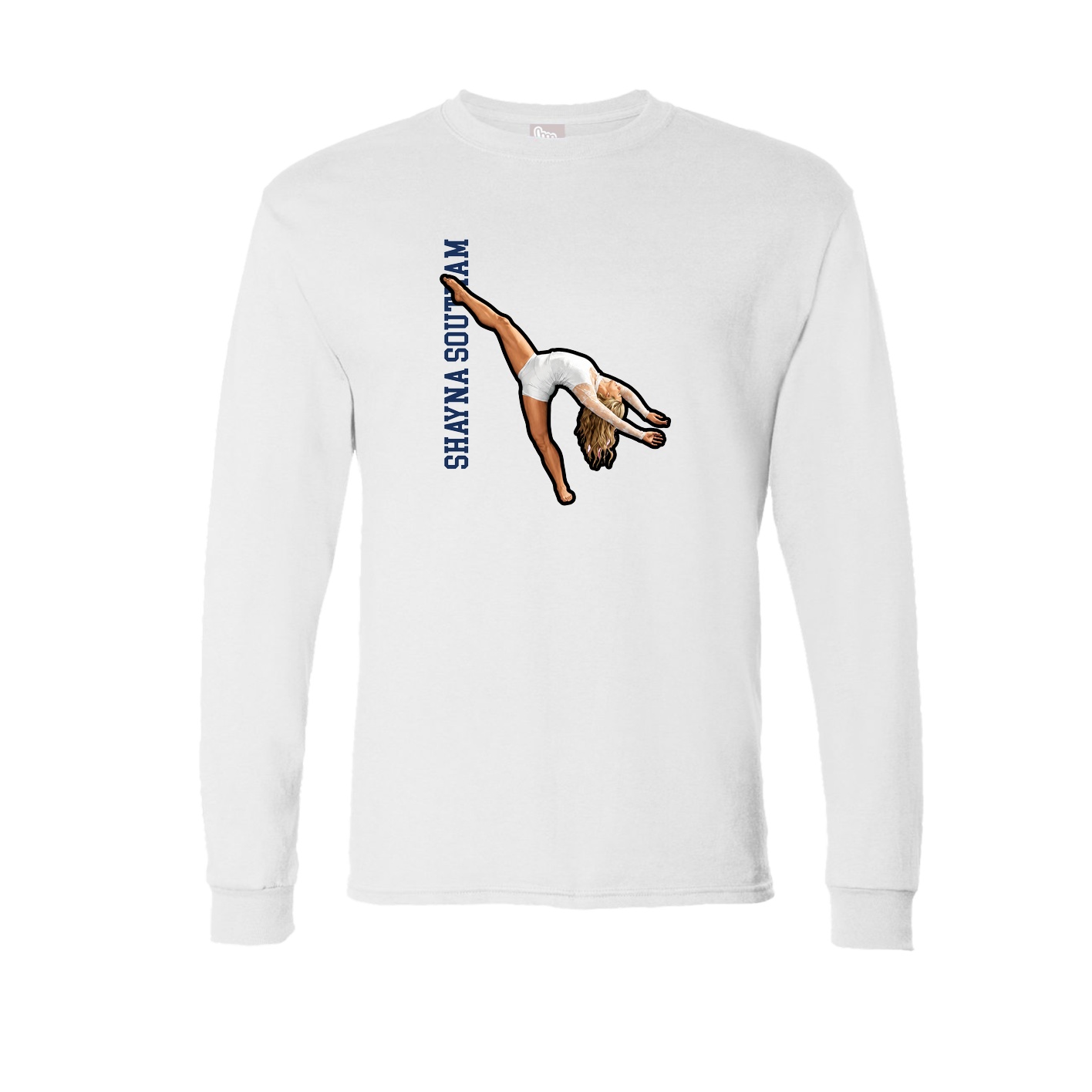 Long Sleeve Tee — Name Vertical in White