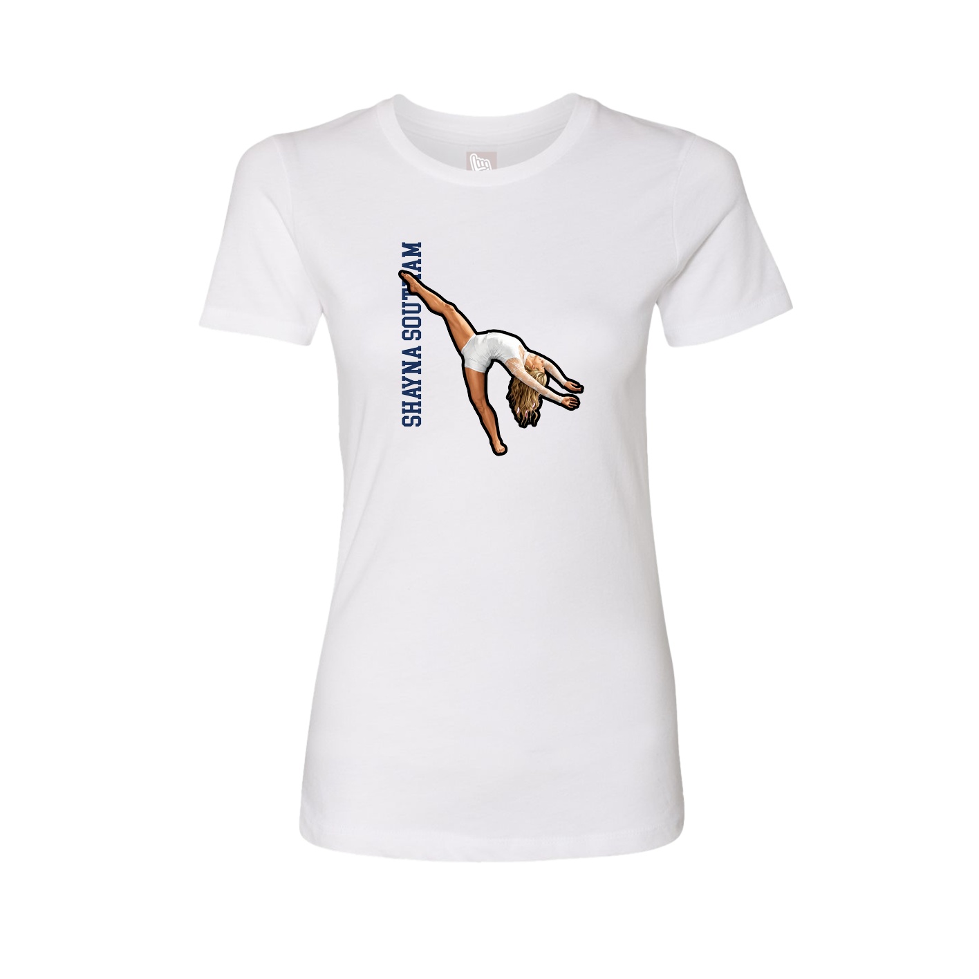 Fitted Women's Tee — Name Vertical in White