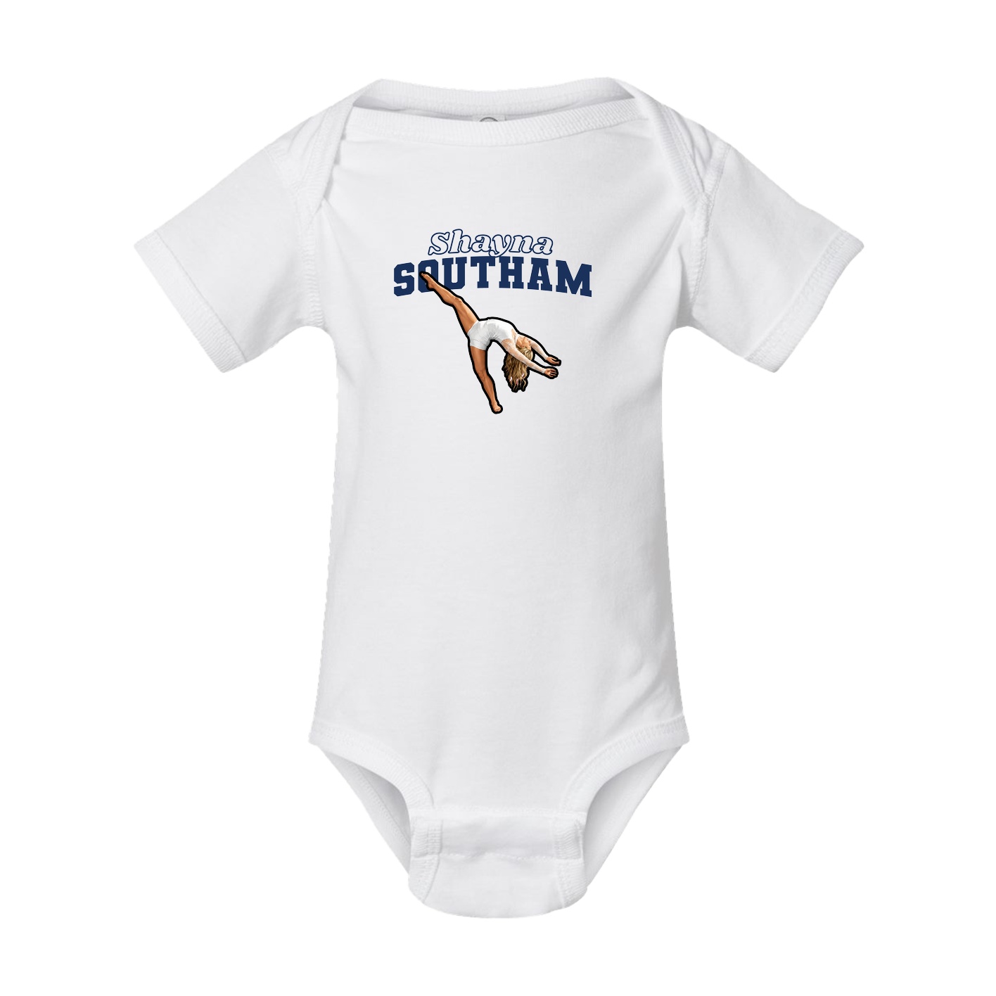 Baby Onesie — Name Arch in White