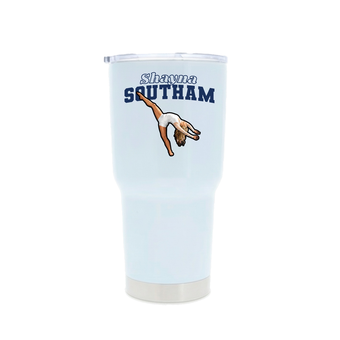 30oz Stainless Steel Tumbler — Name Arch in White