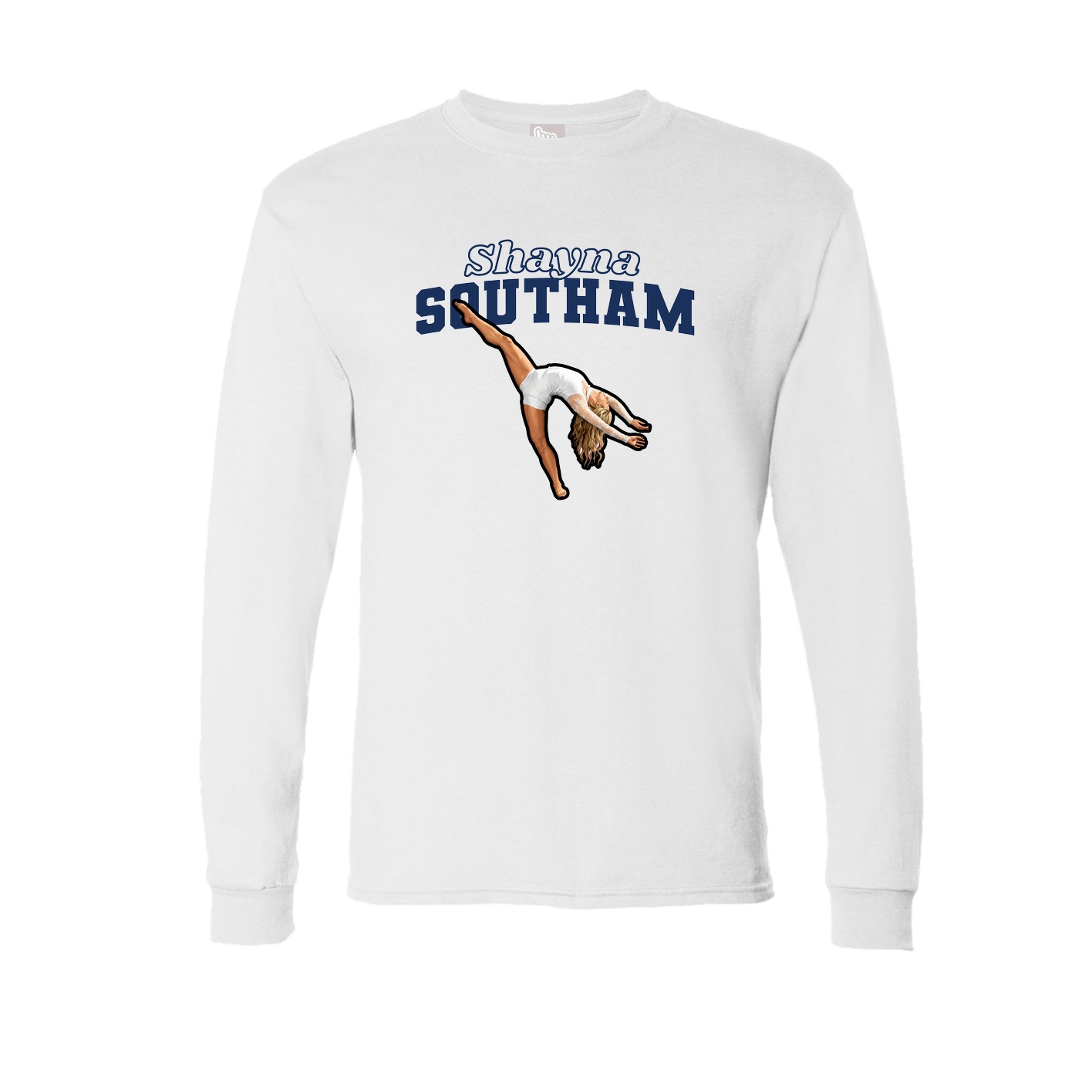 Long Sleeve Tee — Name Arch in White