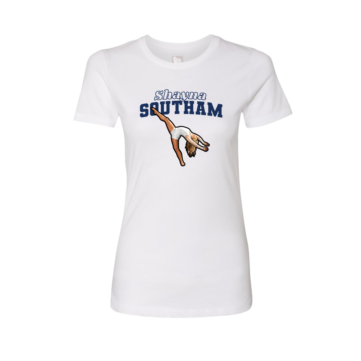 Fitted Women's Tee — Name Arch in White