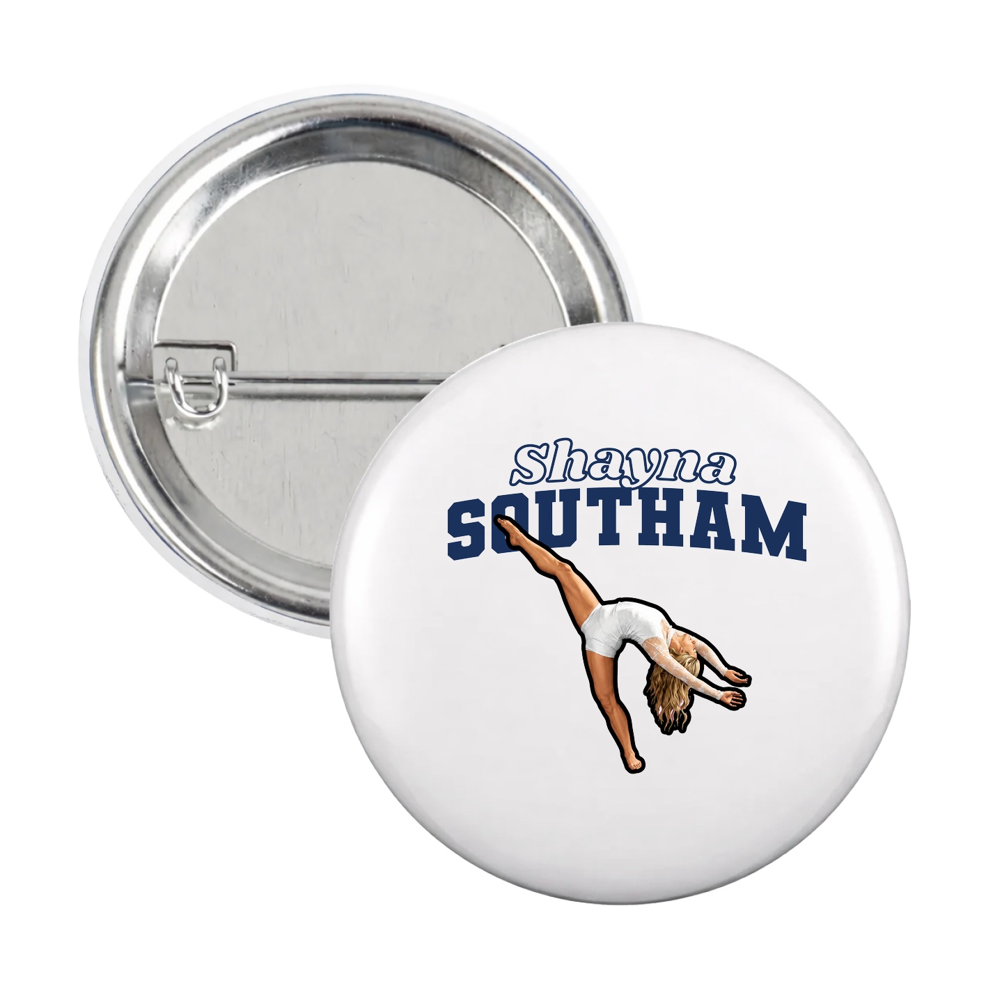 Game Day Button — Name Arch in White
