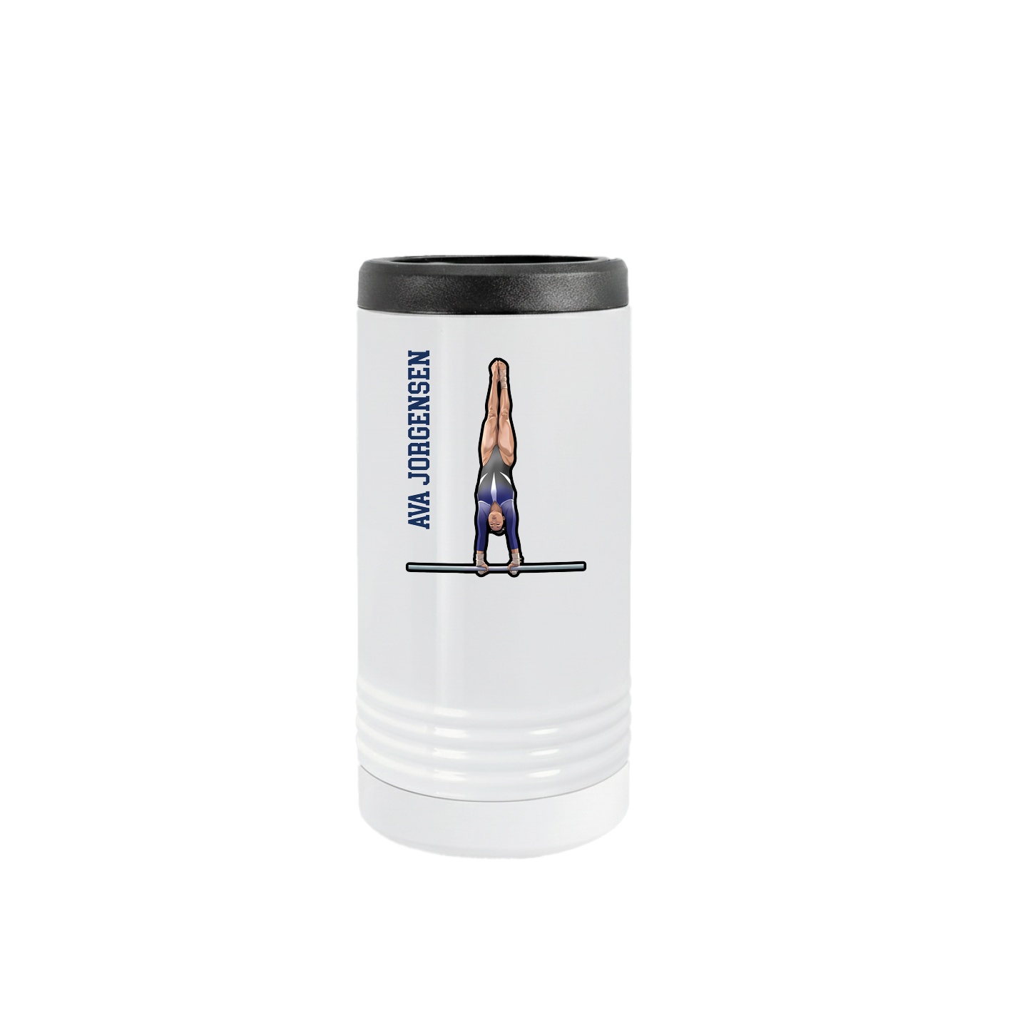 Slim Beverage Holder — Name Vertical in White