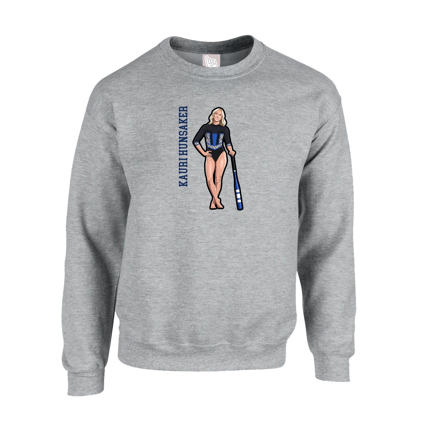 Fleece Crew — Name Vertical in Grey