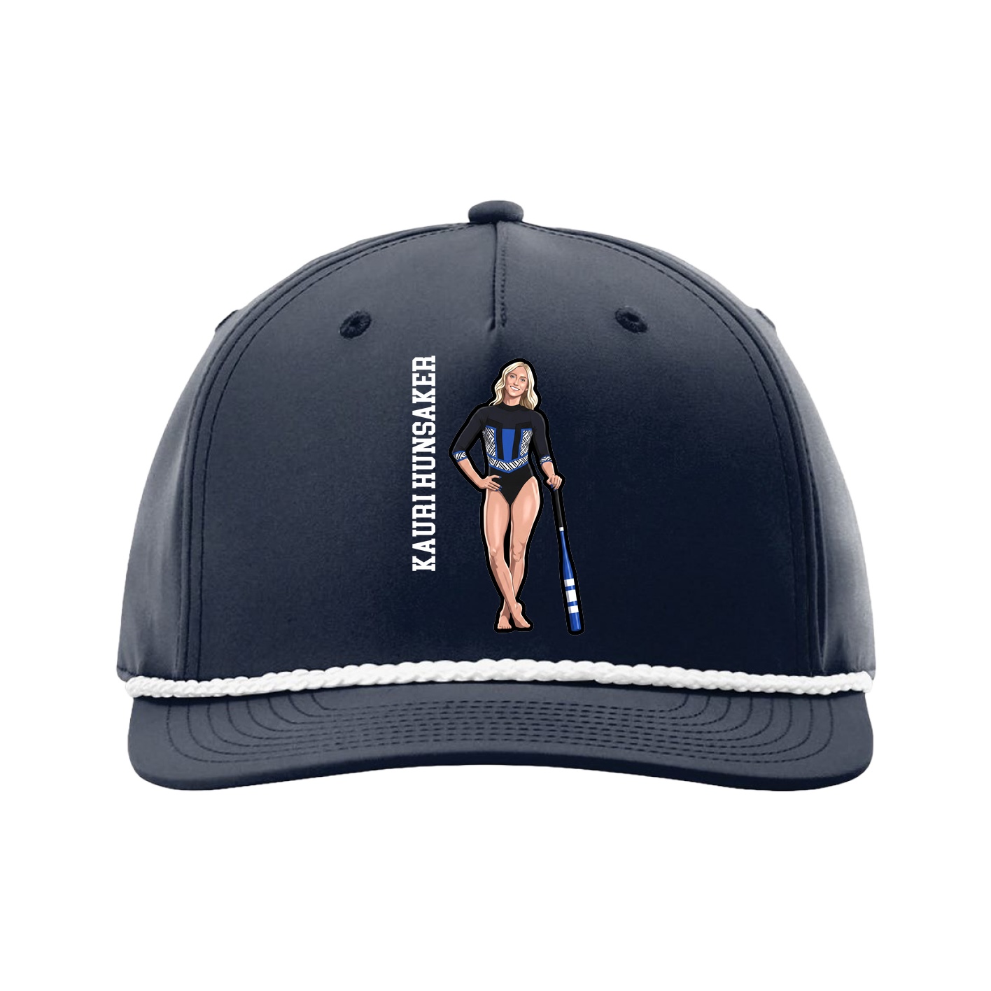 Five-Panel Classic Rope Cap — Name Vertical in Navy
