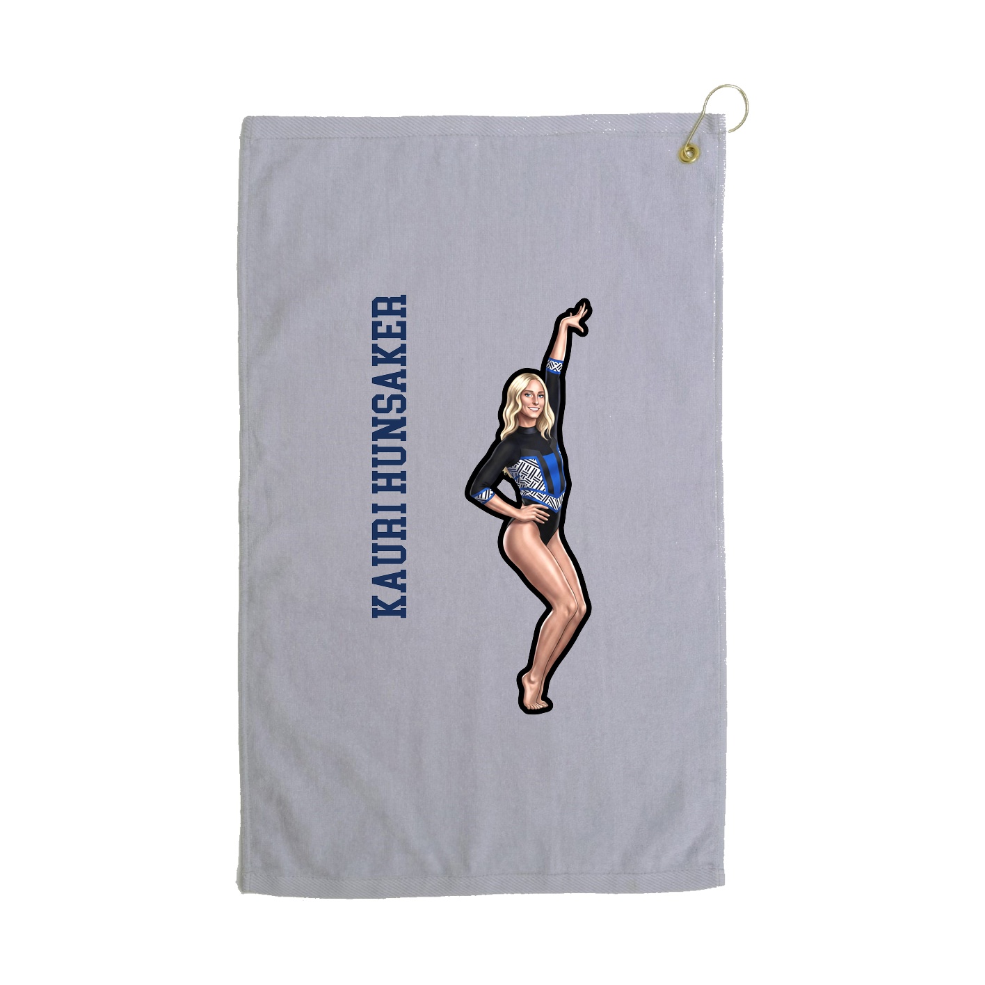 Golf Towel — Name Vertical in Grey