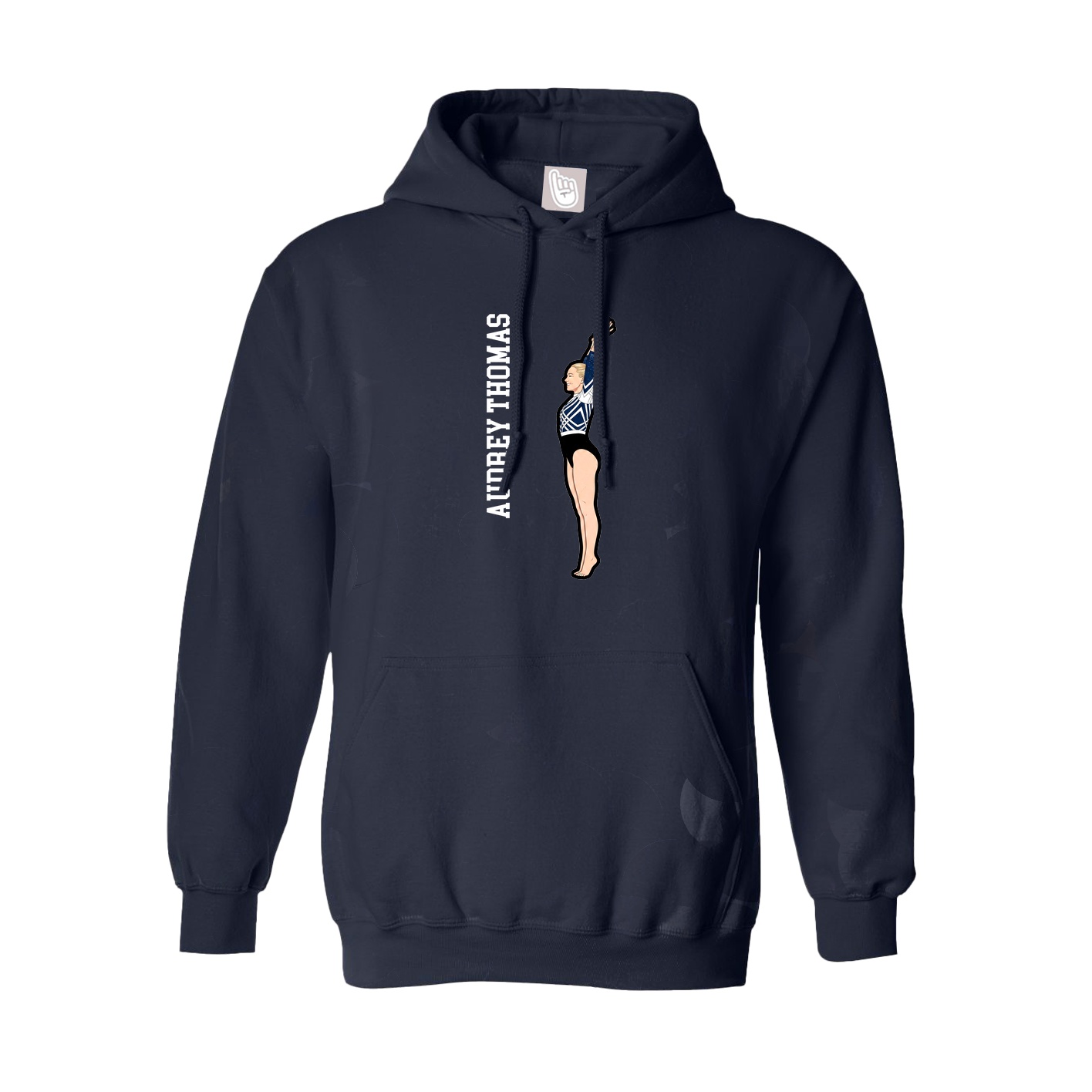 Hoodie — Name Vertical in Navy