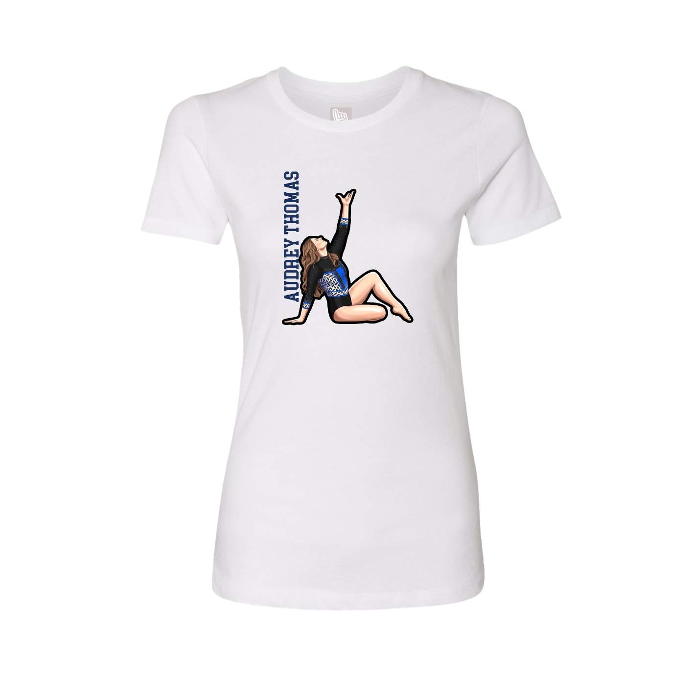 Fitted Women's Tee — Name Vertical in White
