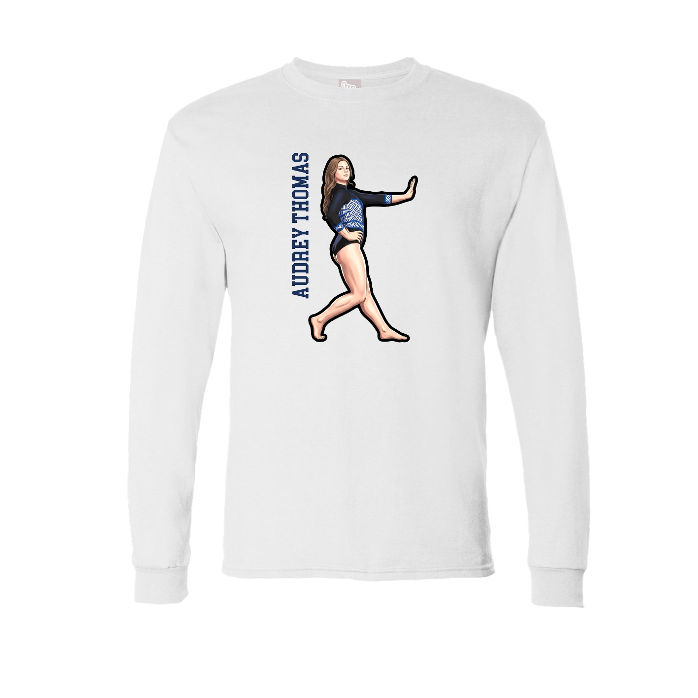 Long Sleeve Tee — Name Vertical in White