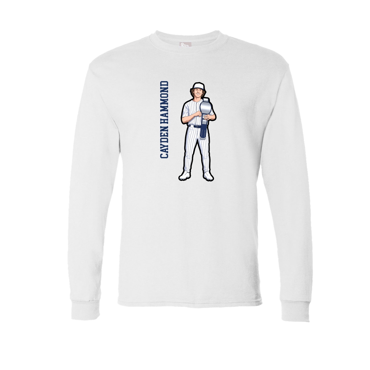 Long Sleeve Tee — Name Vertical in White
