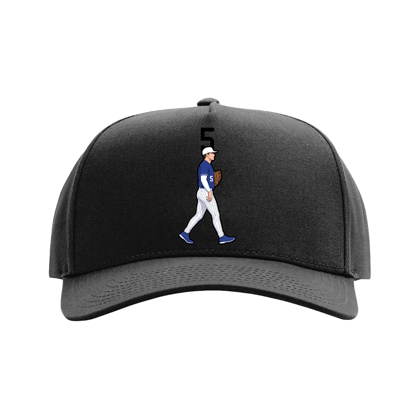Full Fabric Five-Panel Champ Cap — Number Top in Black