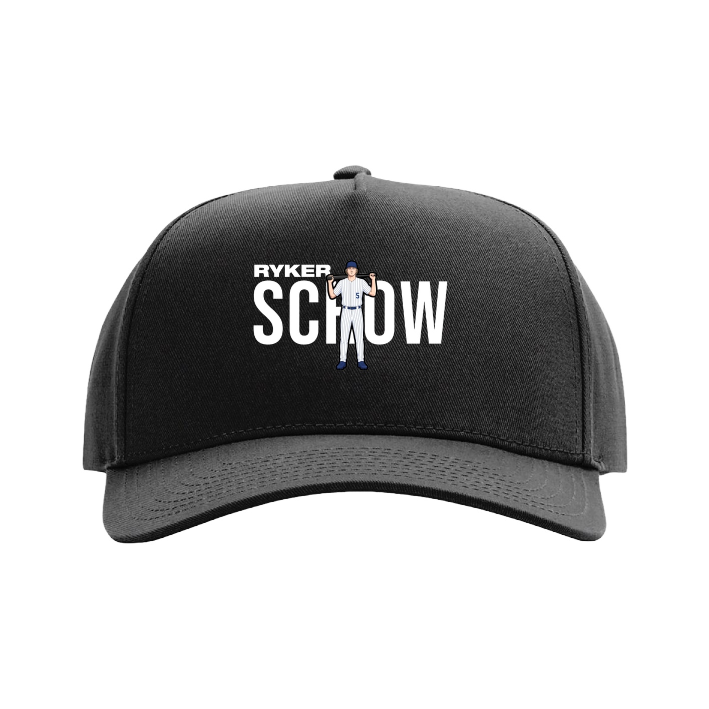 Full Fabric Five-Panel Champ Cap — Player Name in Black
