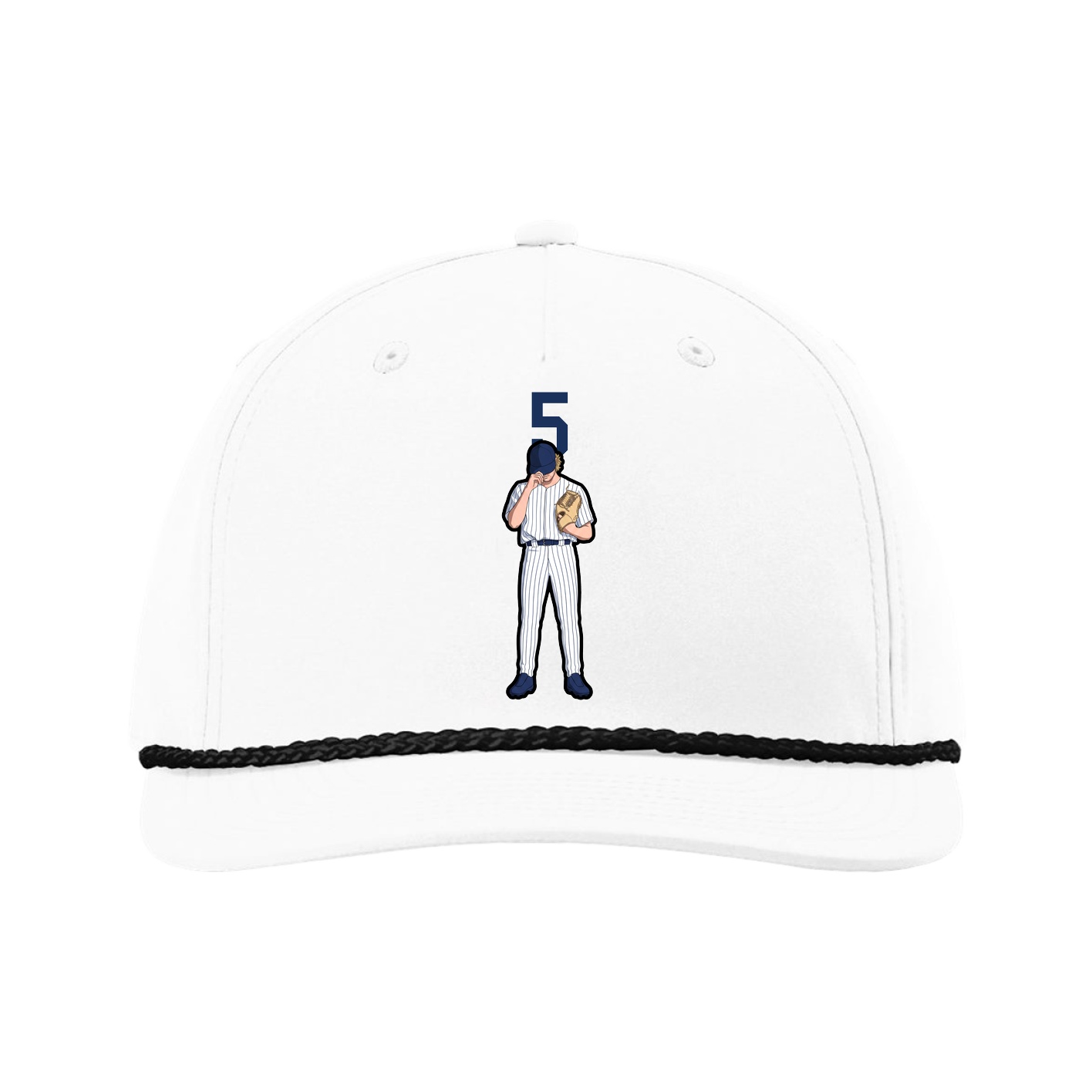 Five-Panel Classic Rope Cap — Number Top in White